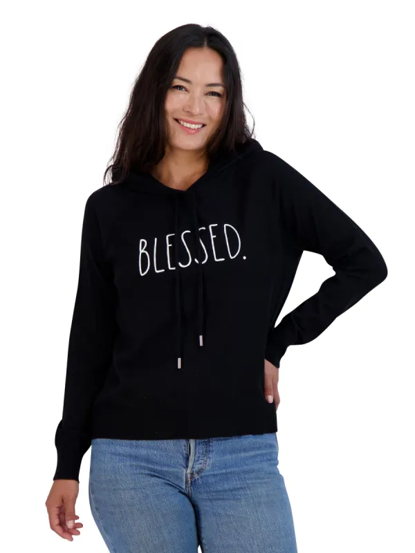 Women's "BLESSED" Knit Pullover Hoodie sold by Rae Dunn