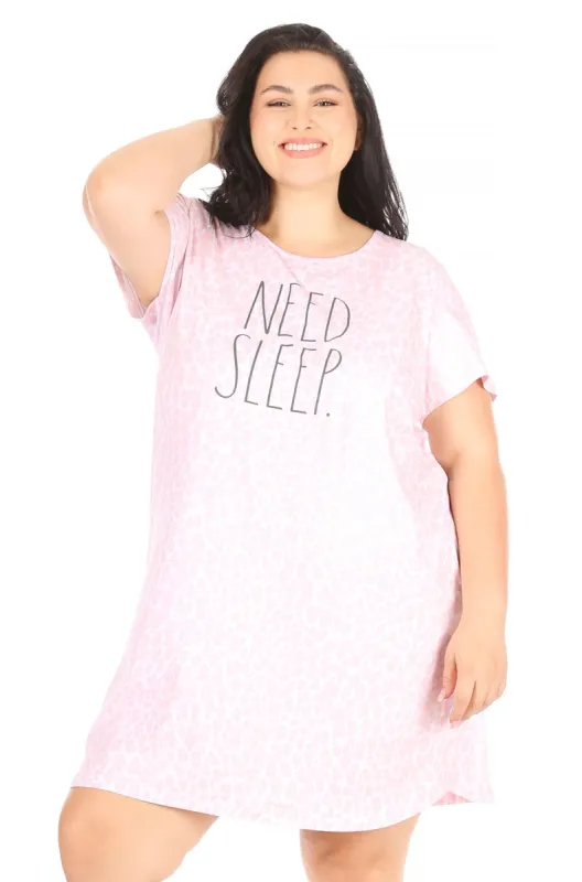 Women's "NEED SLEEP" Plus Size Short Sleeve Nightshirt sold by Rae Dunn