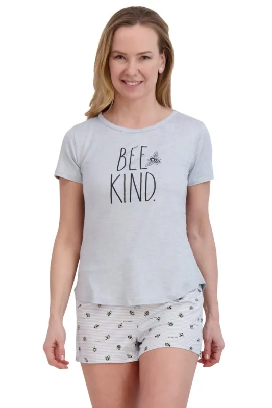 Women's BEE KIND Short Sleeve Shirttail Tee and Drawstring Bee Print Shorts Pajama Set sold by Rae Dunn