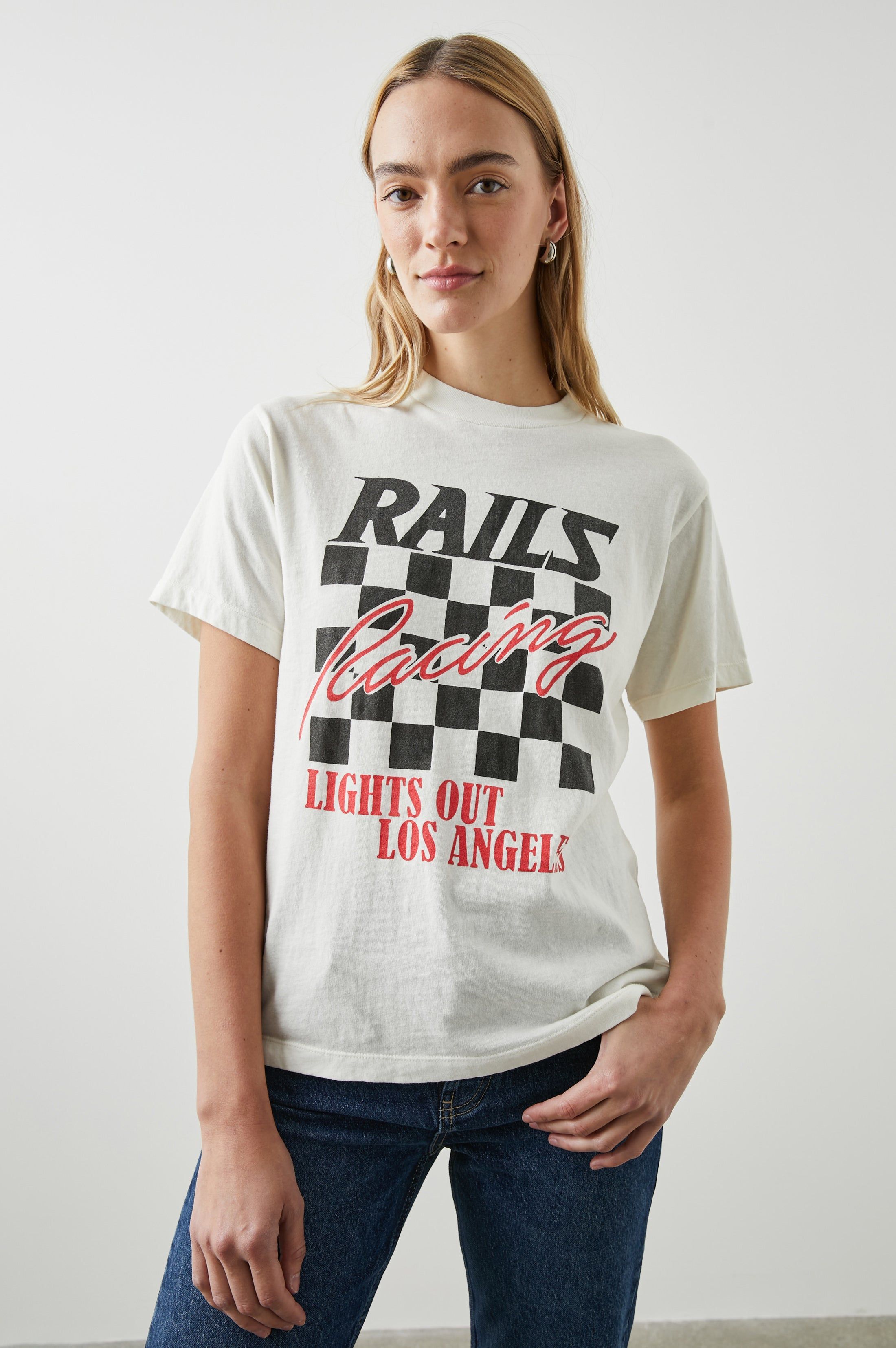 BOYFRIEND T-SHIRT - IVORY RAILS RACING sold by Rails product image thumbnail 3