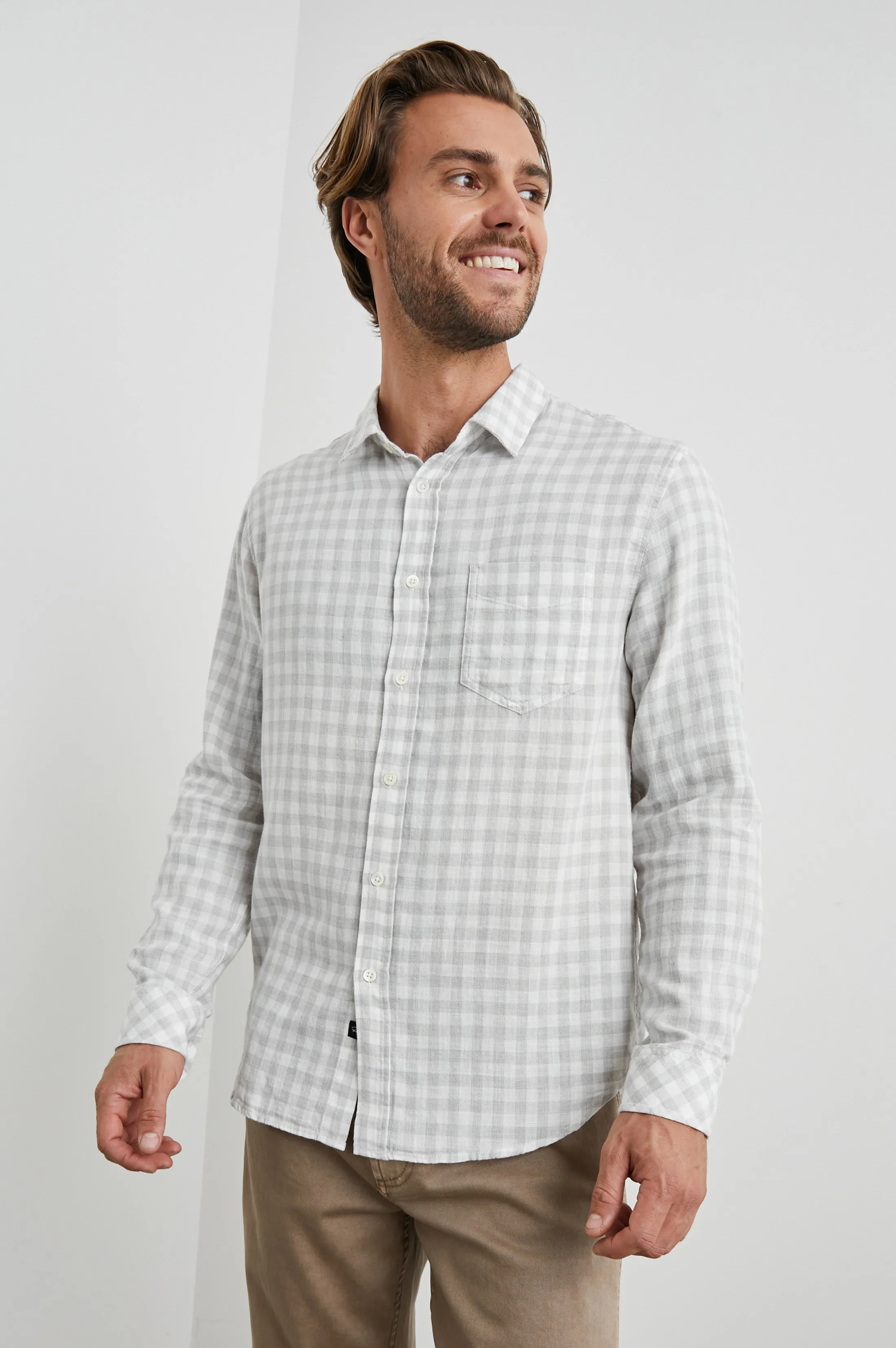 WYATT SHIRT - GREY GINGHAM MELANGE sold by Rails product image thumbnail 3