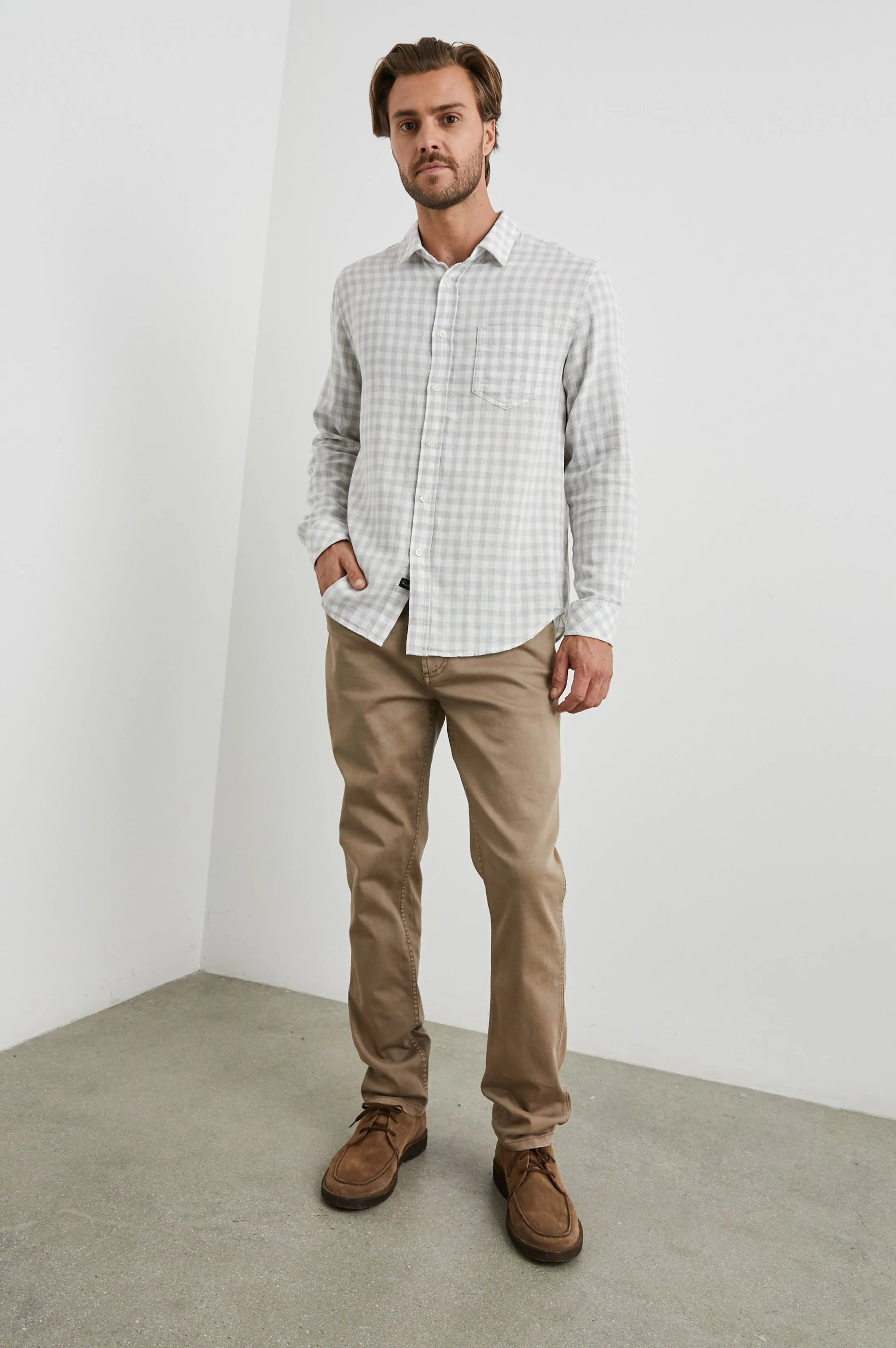 WYATT SHIRT - GREY GINGHAM MELANGE sold by Rails product image thumbnail 2