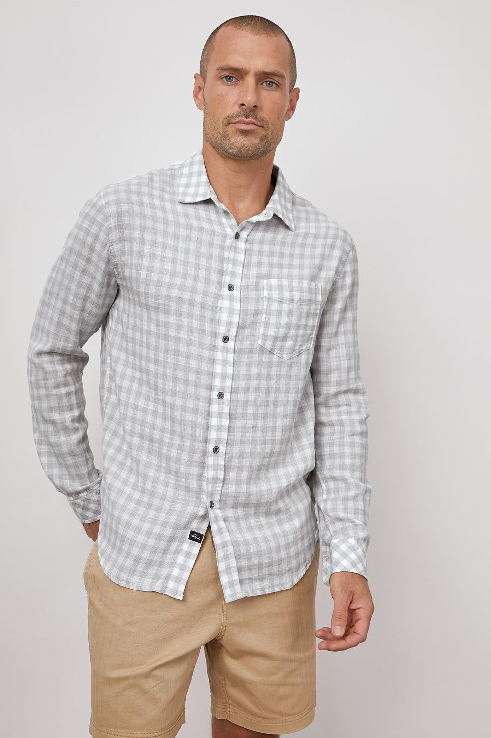 WYATT SHIRT - GREY GINGHAM MELANGE sold by Rails