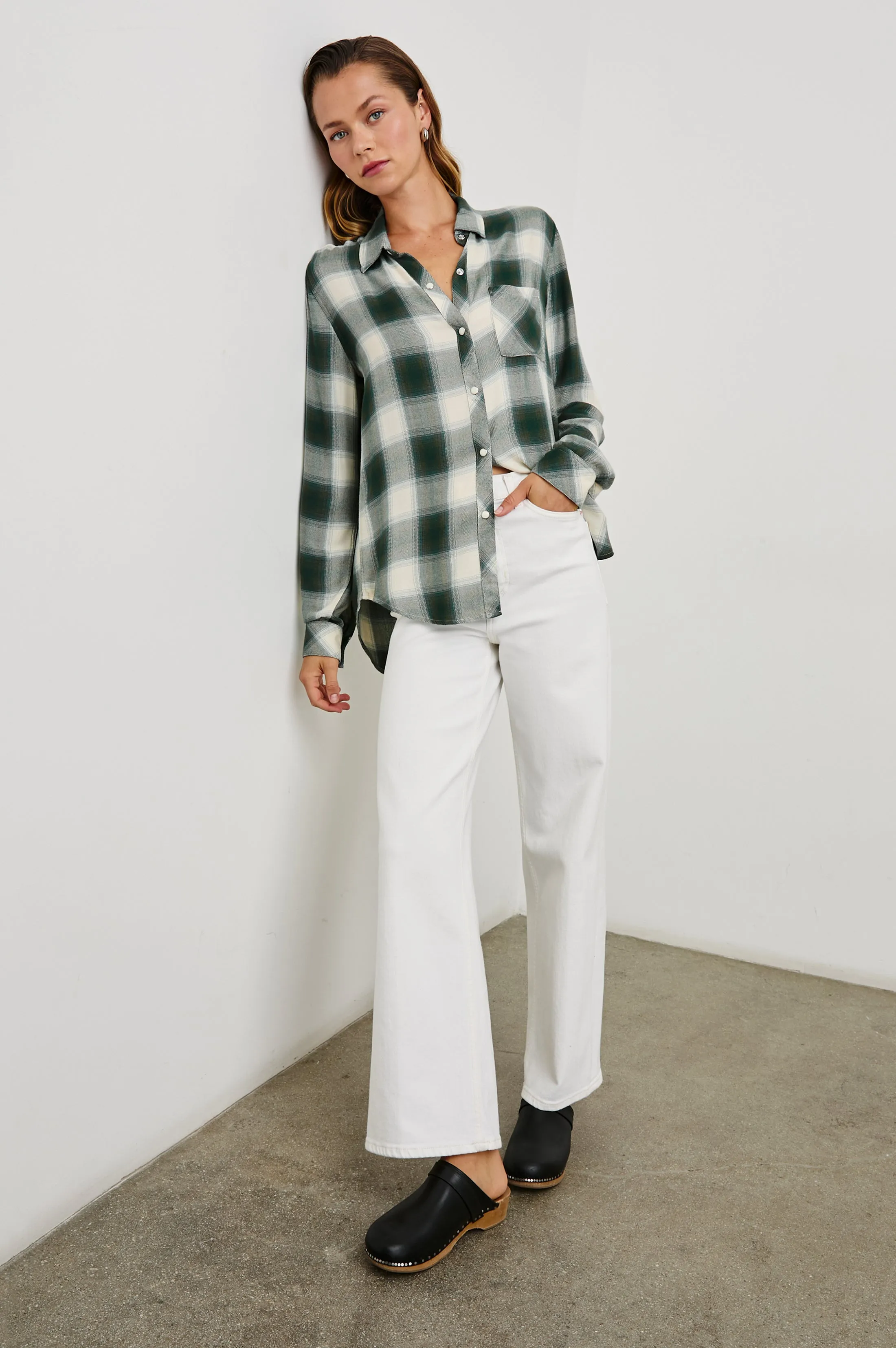 HUNTER SHIRT - IVORY OLIVE TEAL sold by Rails product image thumbnail 4