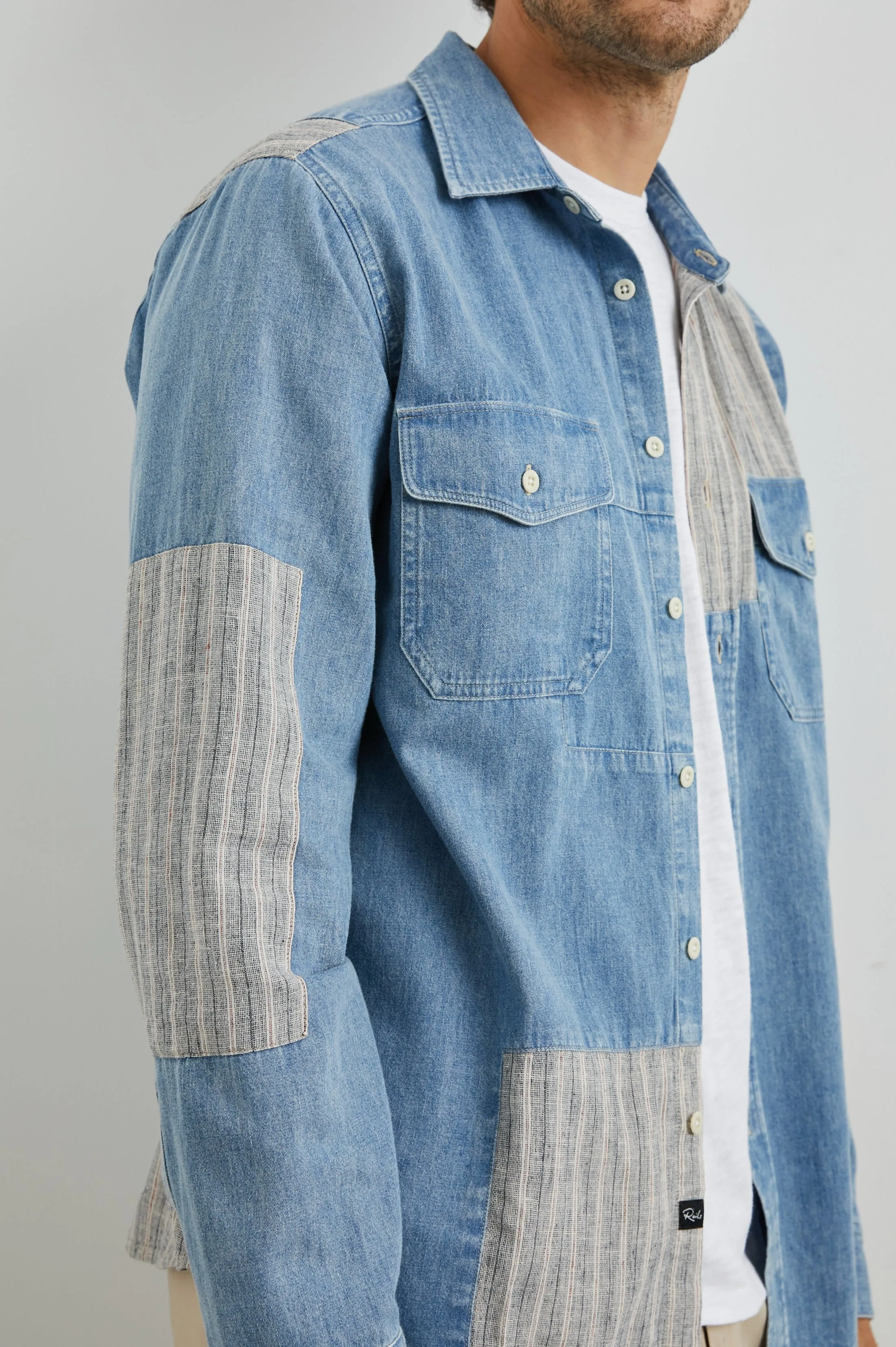 LARSEN SHIRT - MEDIUM INDIGO PATCHWORK sold by Rails product image thumbnail 4