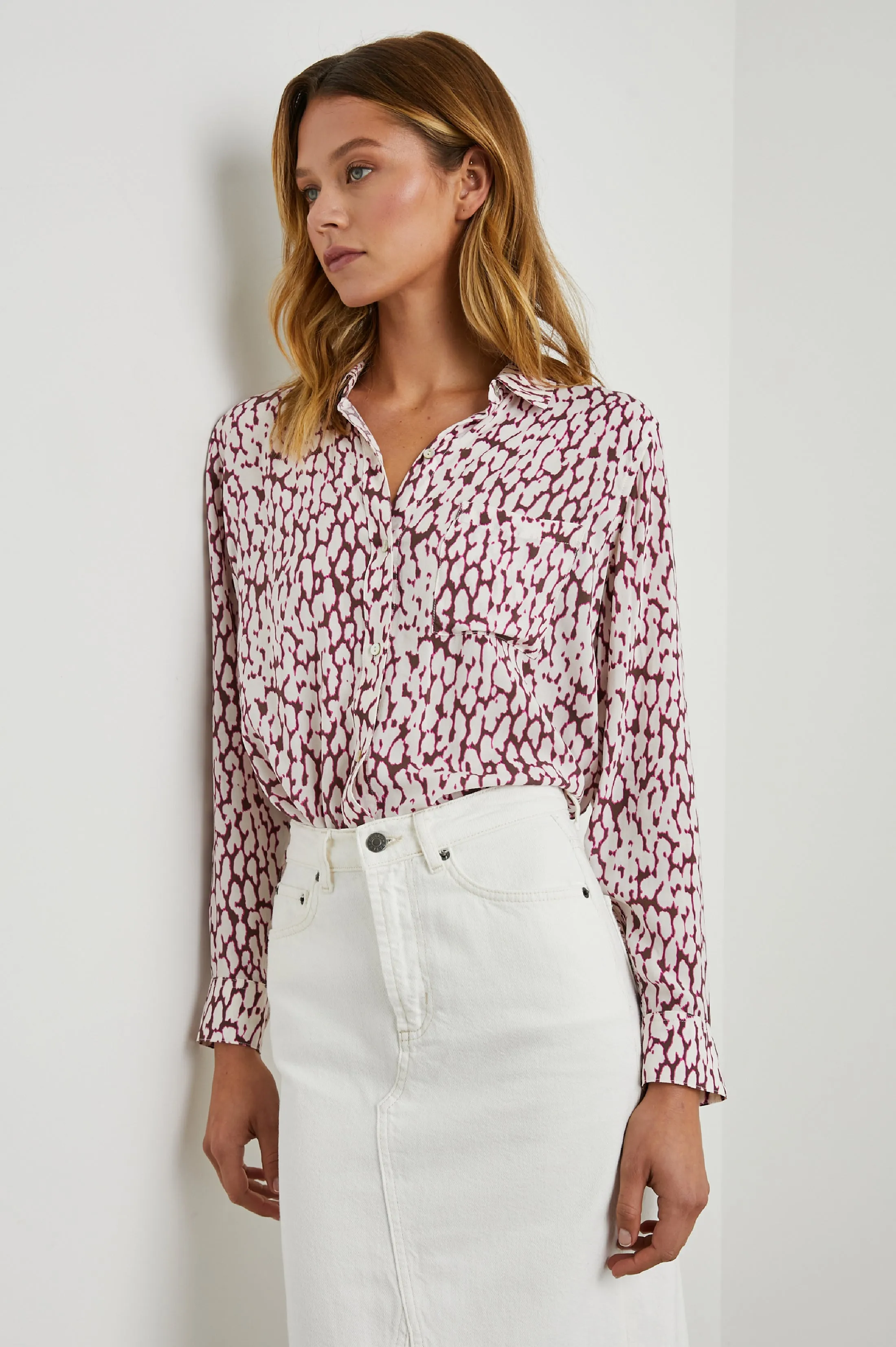 JOSEPHINE SHIRT - PINK STATIC LEOPARD sold by Rails product image thumbnail 5