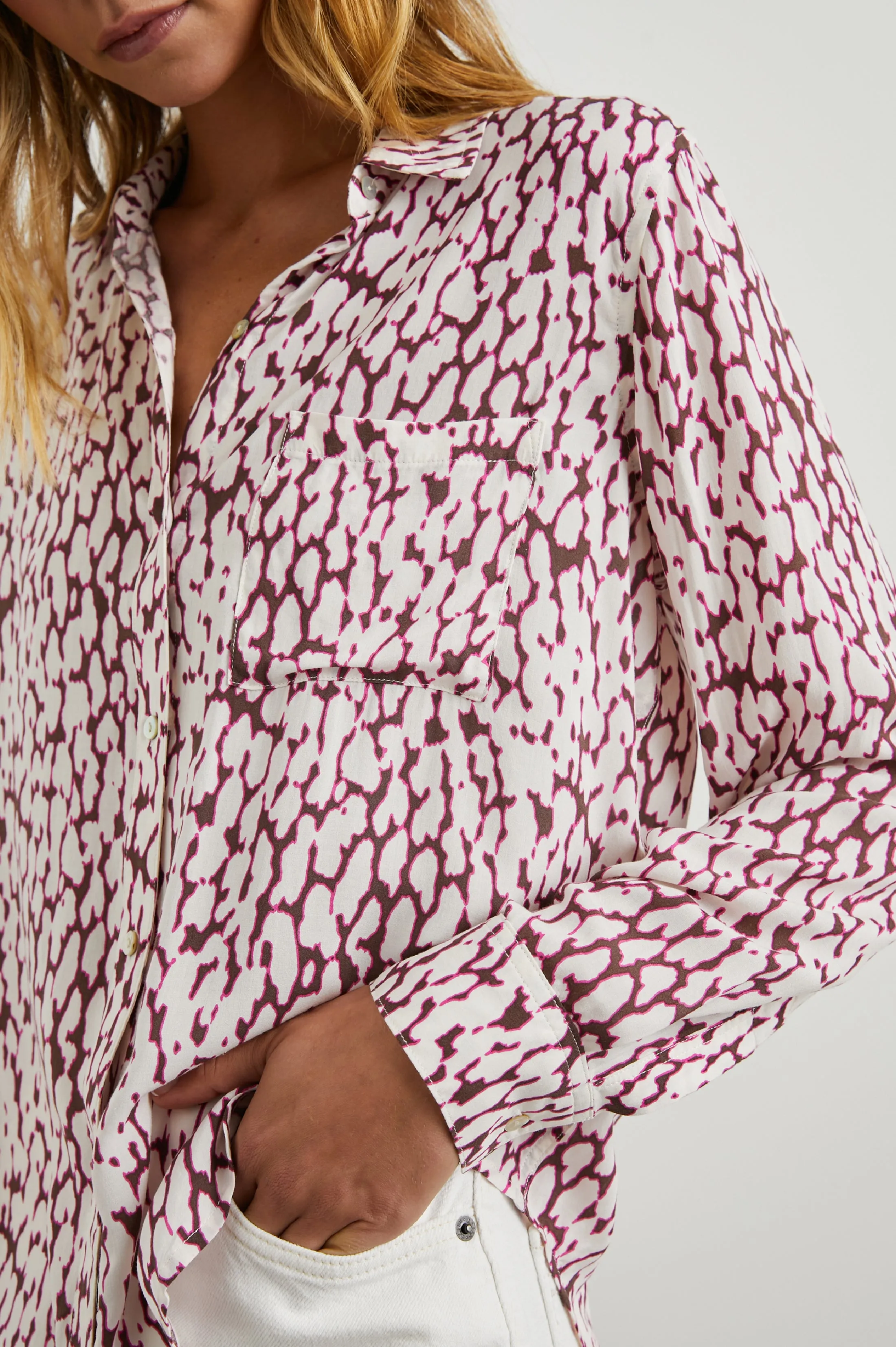 JOSEPHINE SHIRT - PINK STATIC LEOPARD sold by Rails product image thumbnail 2