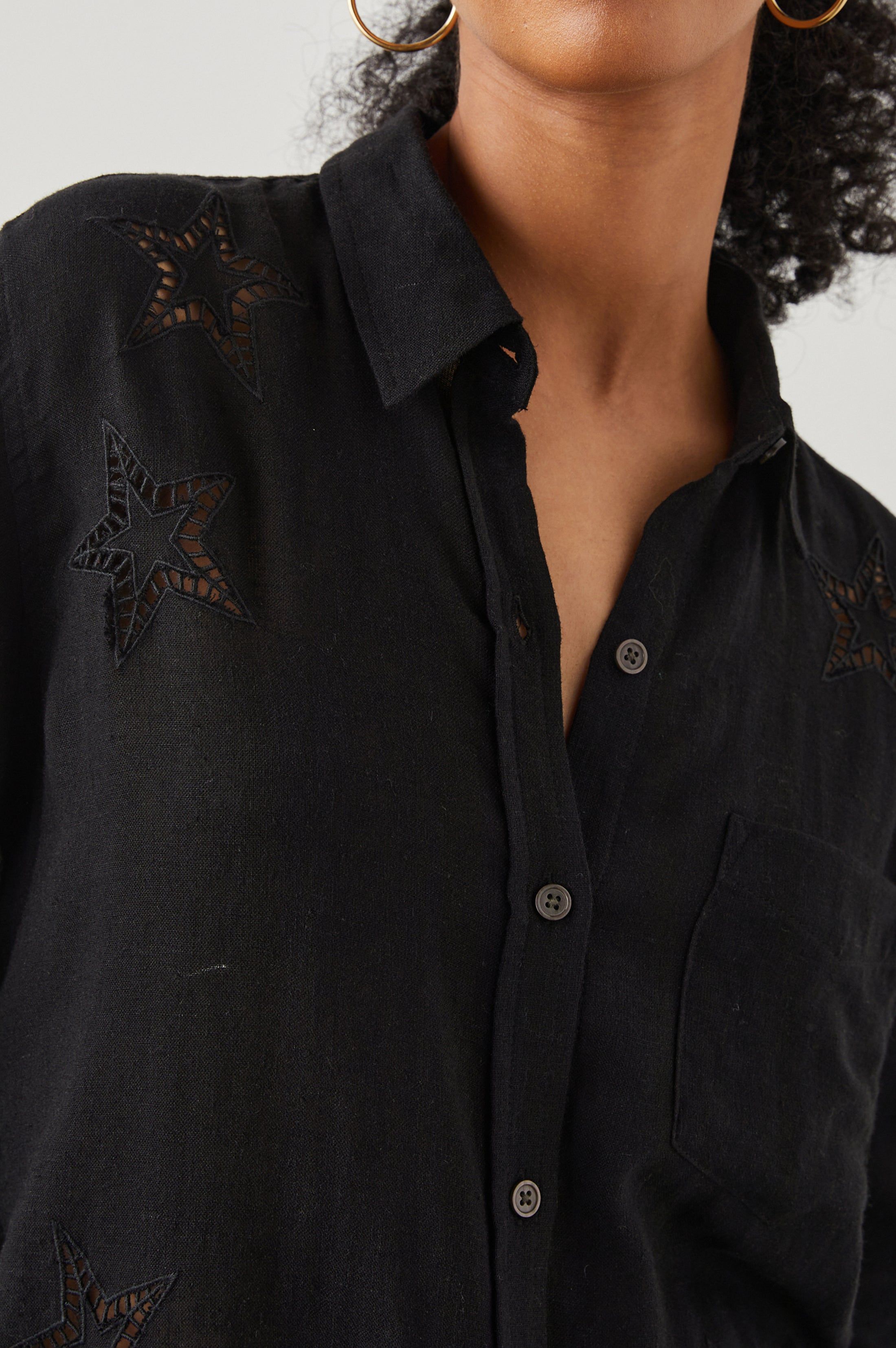 CHARLI SHIRT - BLACK EYELET STARS sold by Rails product image thumbnail 2
