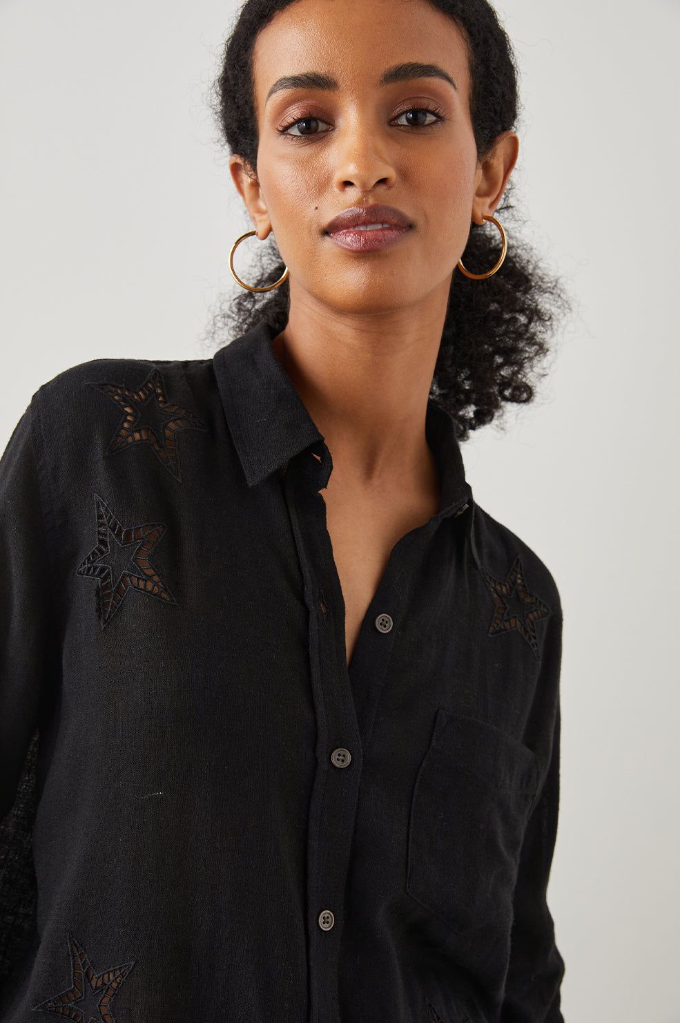 CHARLI SHIRT - BLACK EYELET STARS sold by Rails product image thumbnail 2