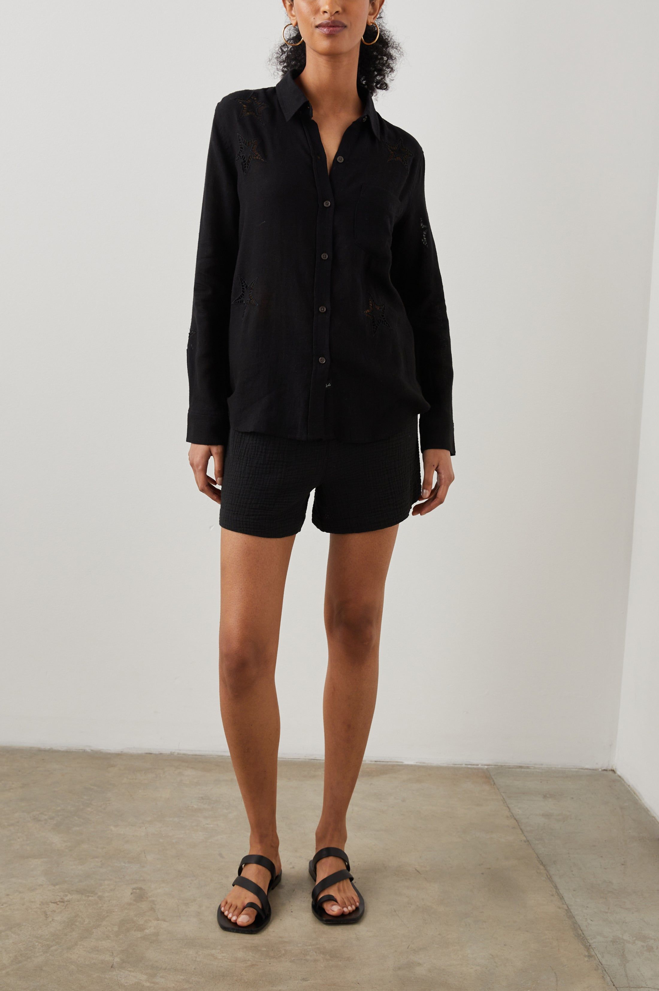 CHARLI SHIRT - BLACK EYELET STARS sold by Rails product image thumbnail 3