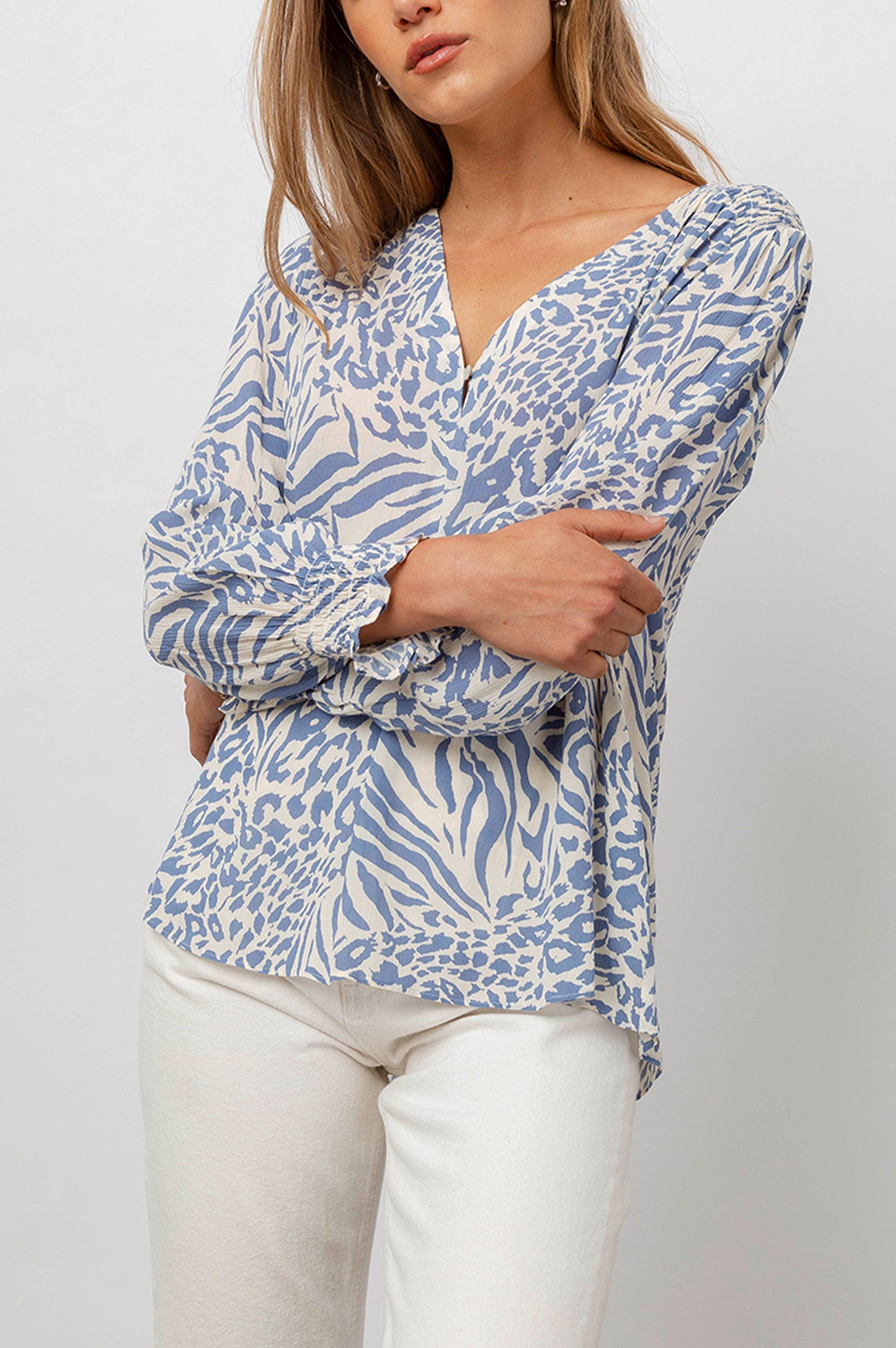 BRINLEY TOP - BLUE MIXED ANIMAL sold by Rails product image thumbnail 4