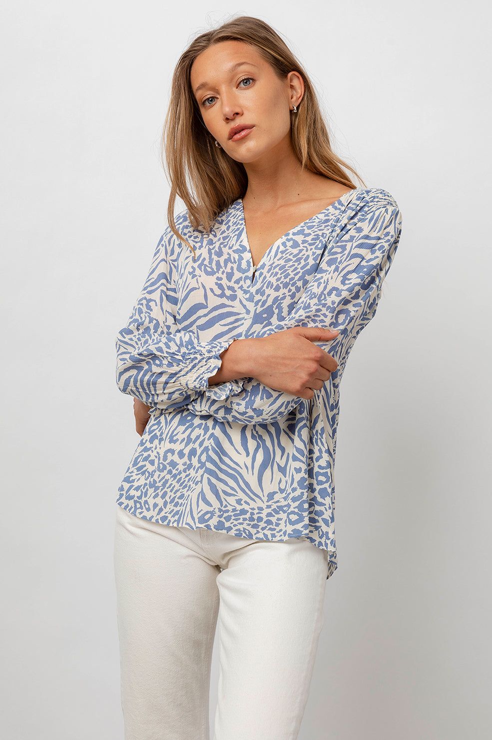 BRINLEY TOP - BLUE MIXED ANIMAL sold by Rails product image thumbnail 3