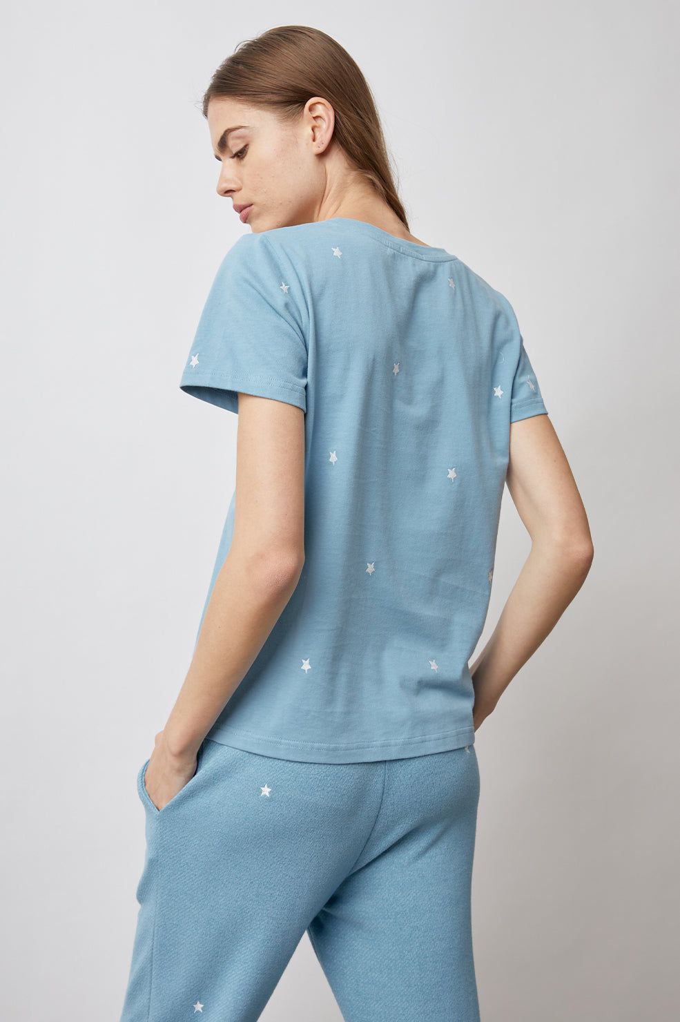 THE CARA V NECK T SHIRT - AQUA STARS sold by Rails product image thumbnail 4
