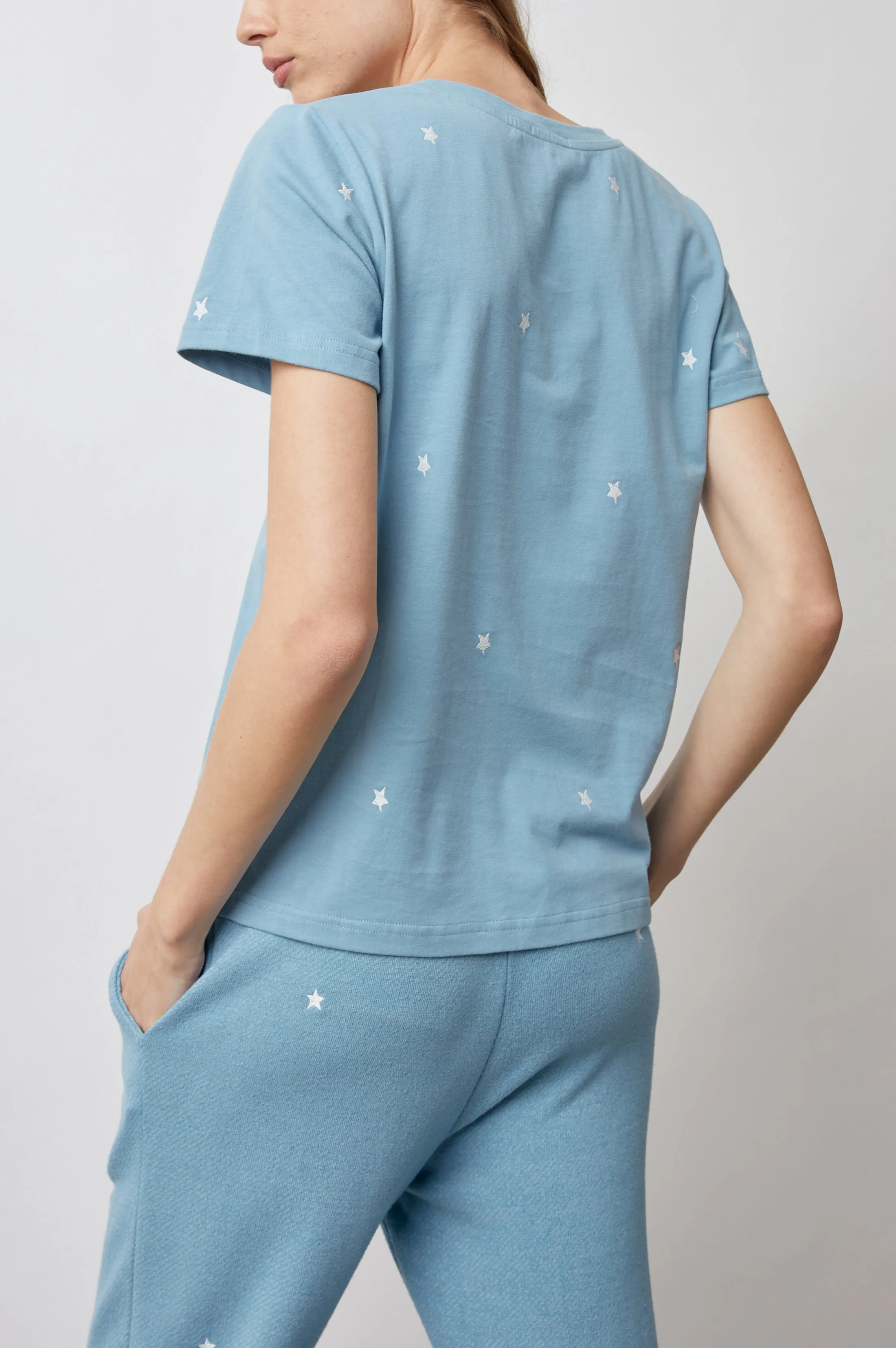 THE CARA V NECK T-SHIRT - AQUA STARS sold by Rails product image thumbnail 4