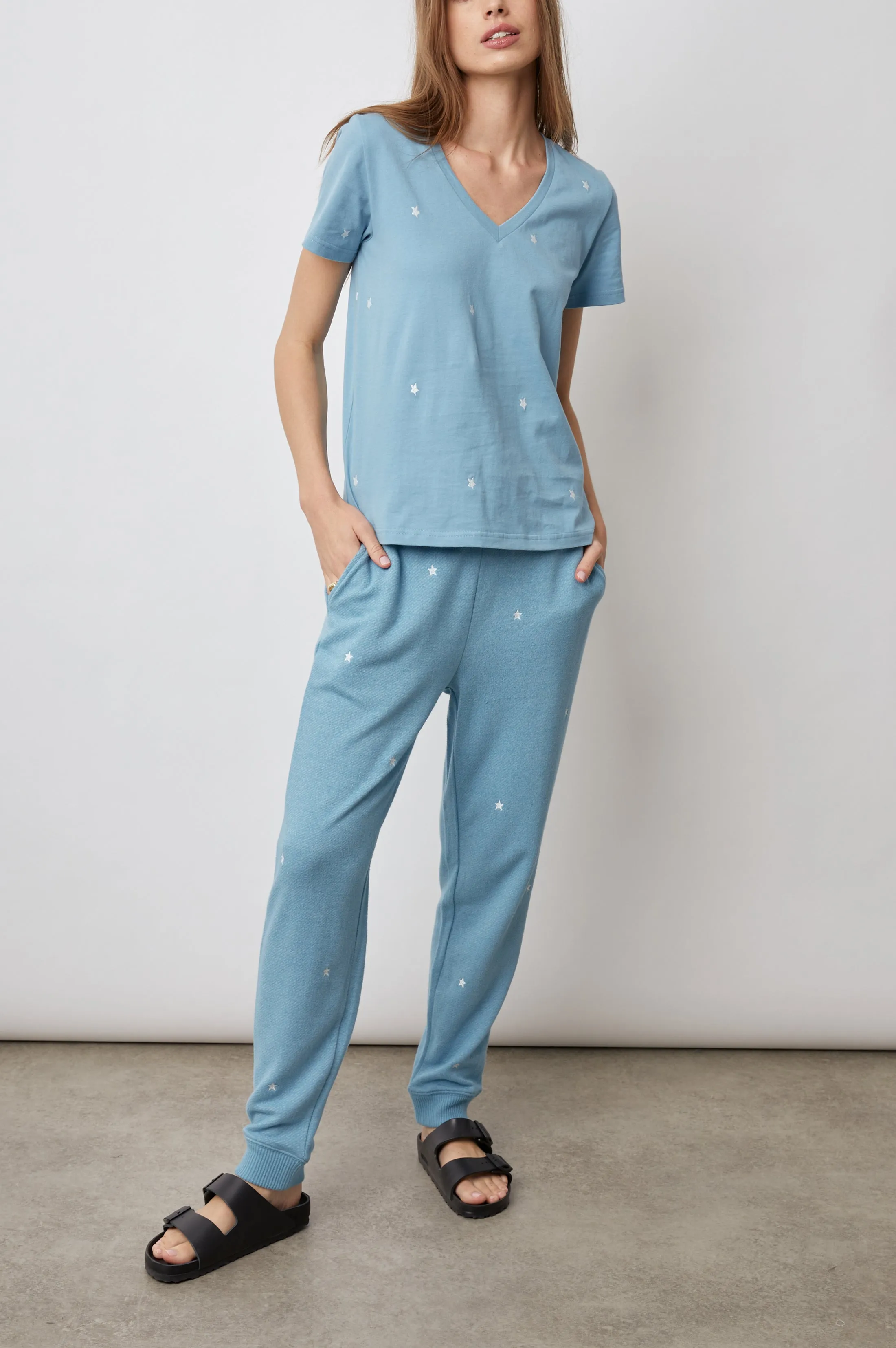 THE CARA V NECK T-SHIRT - AQUA STARS sold by Rails product image thumbnail 3