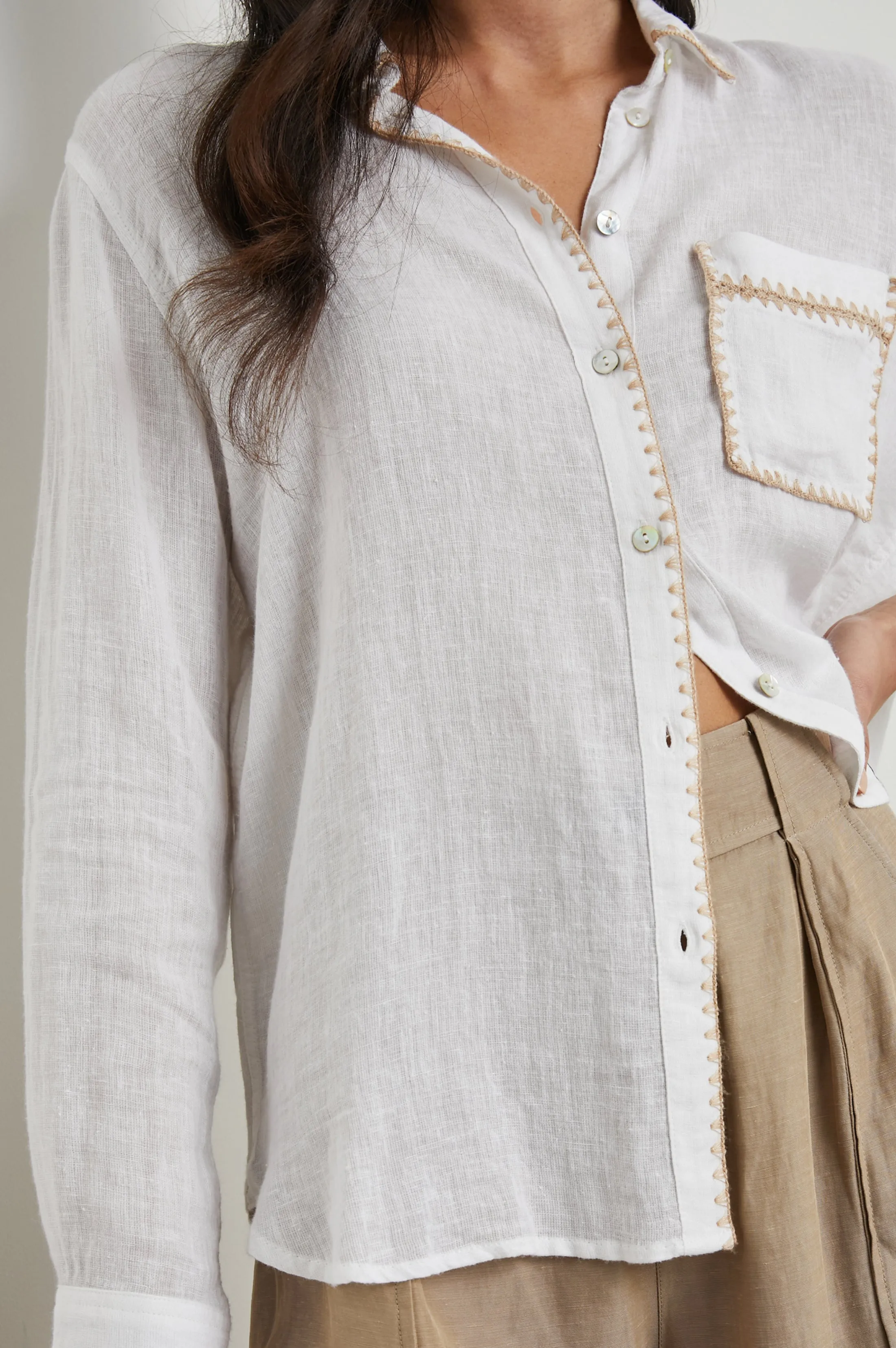 CHARLI SHIRT - WHITE BLANKET STICH sold by Rails product image thumbnail 2