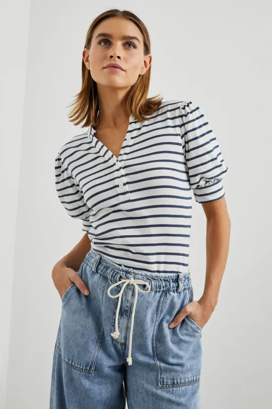 JEWEL TOP - IVORY NAVY STRIPE sold by Rails