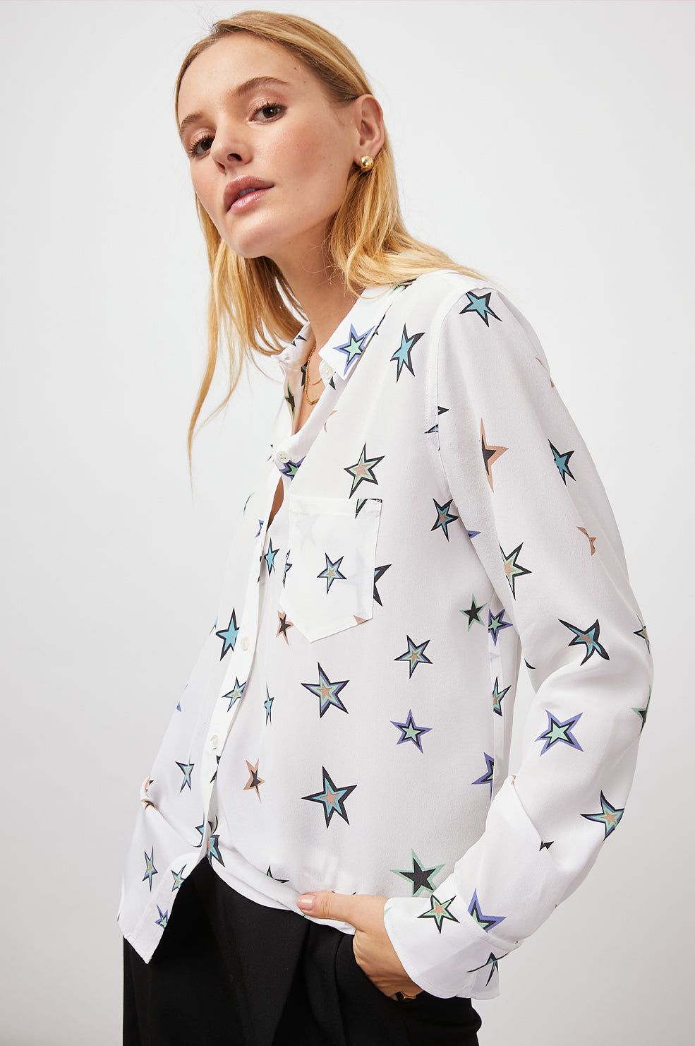 KATE SHIRT - IVORY COSMIC STARS sold by Rails product image thumbnail 4