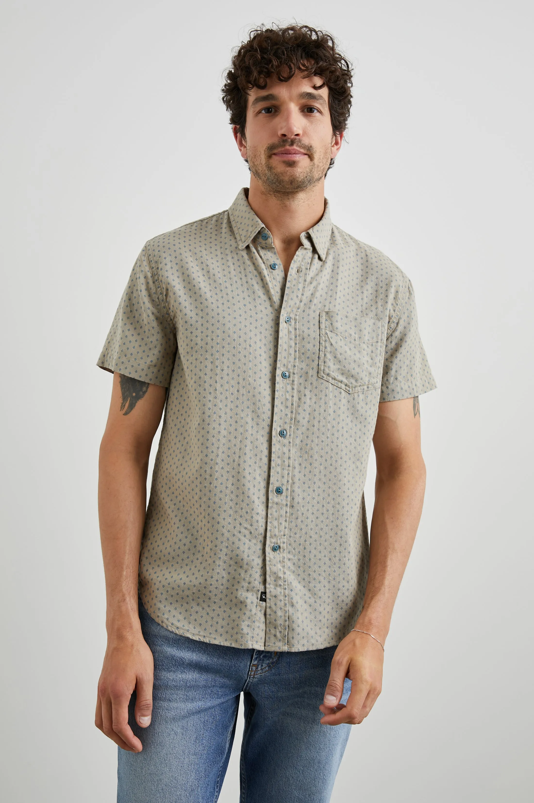 FAIRFAX SHIRT - POLYGON MICRO QUINOA sold by Rails