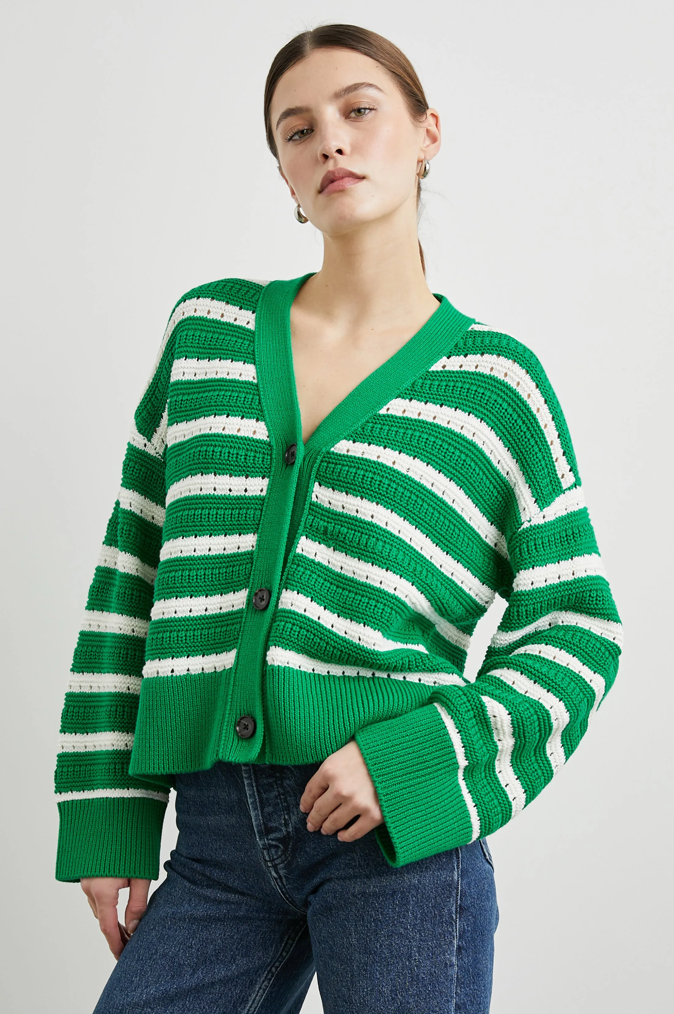 GENEVA CARDIGAN - KELLY STRIPE sold by Rails