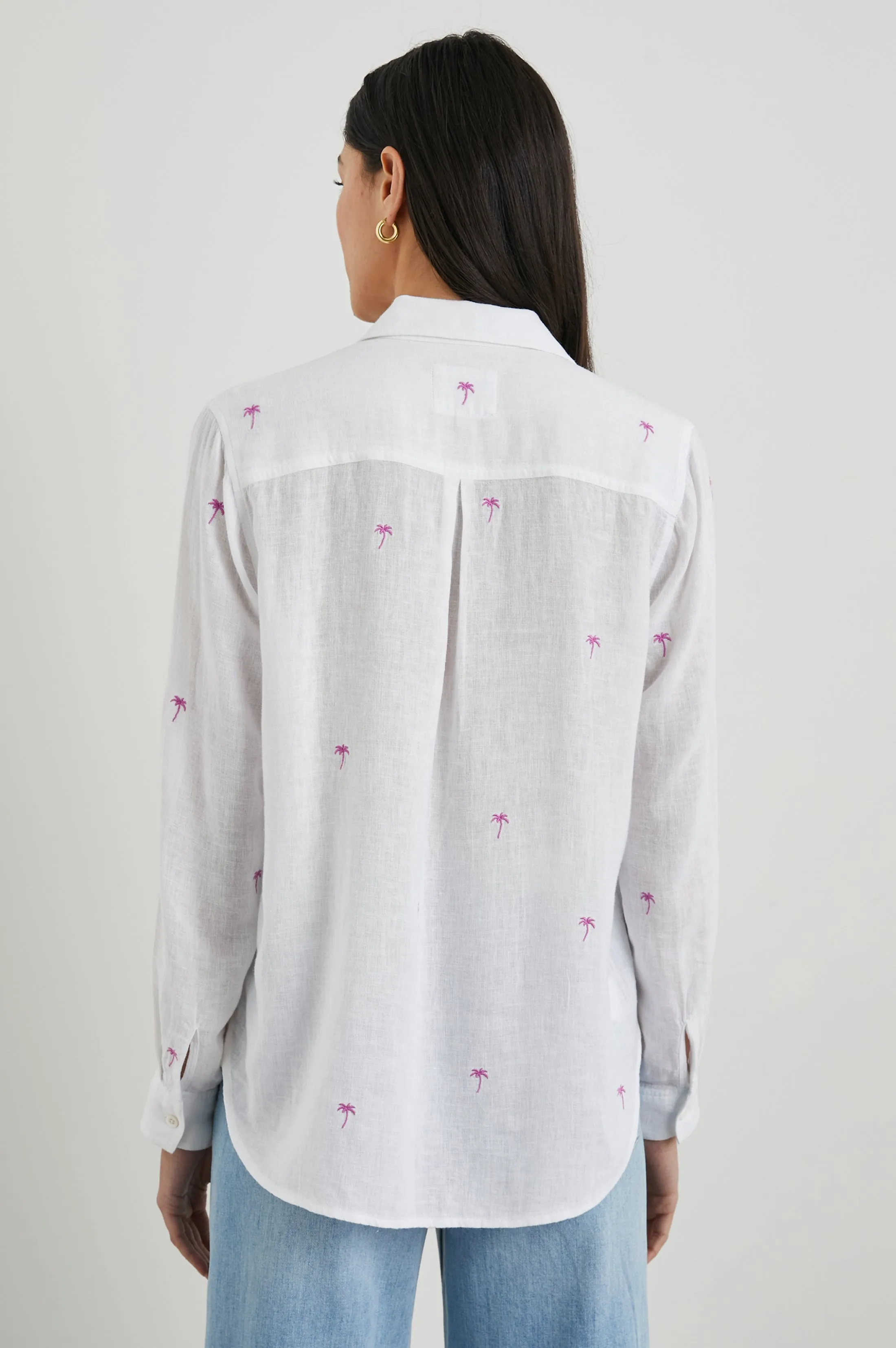 CHARLI SHIRT - FUCHSIA EMBROIDERED PALMS sold by Rails product image thumbnail 5