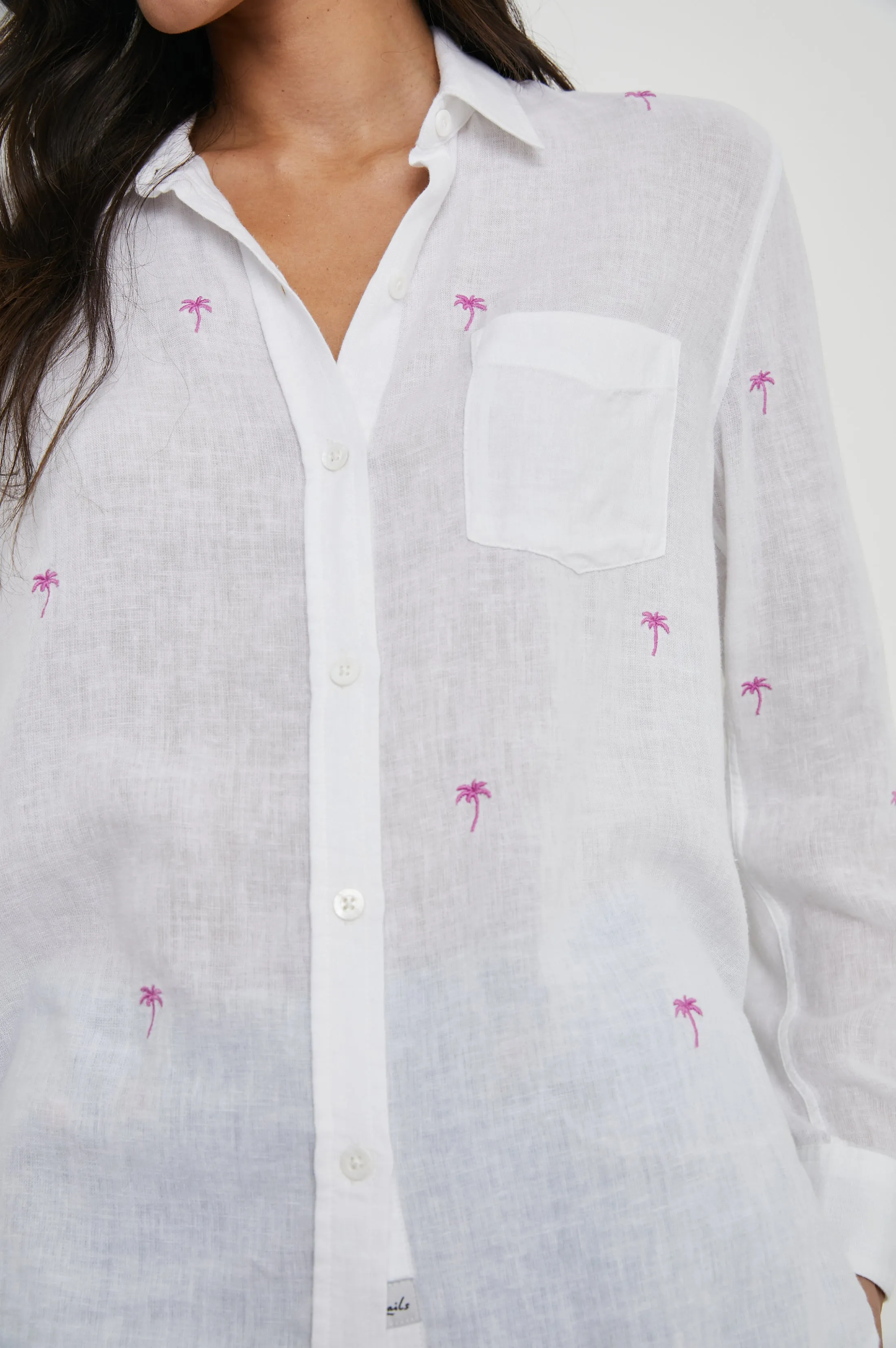 CHARLI SHIRT - FUCHSIA EMBROIDERED PALMS sold by Rails product image thumbnail 2