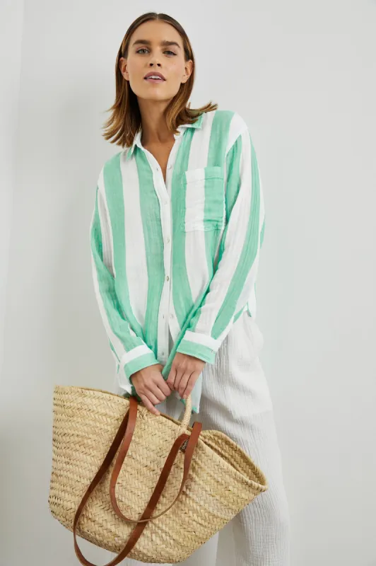 JAYLIN SHIRT - JADE STRIPE sold by Rails