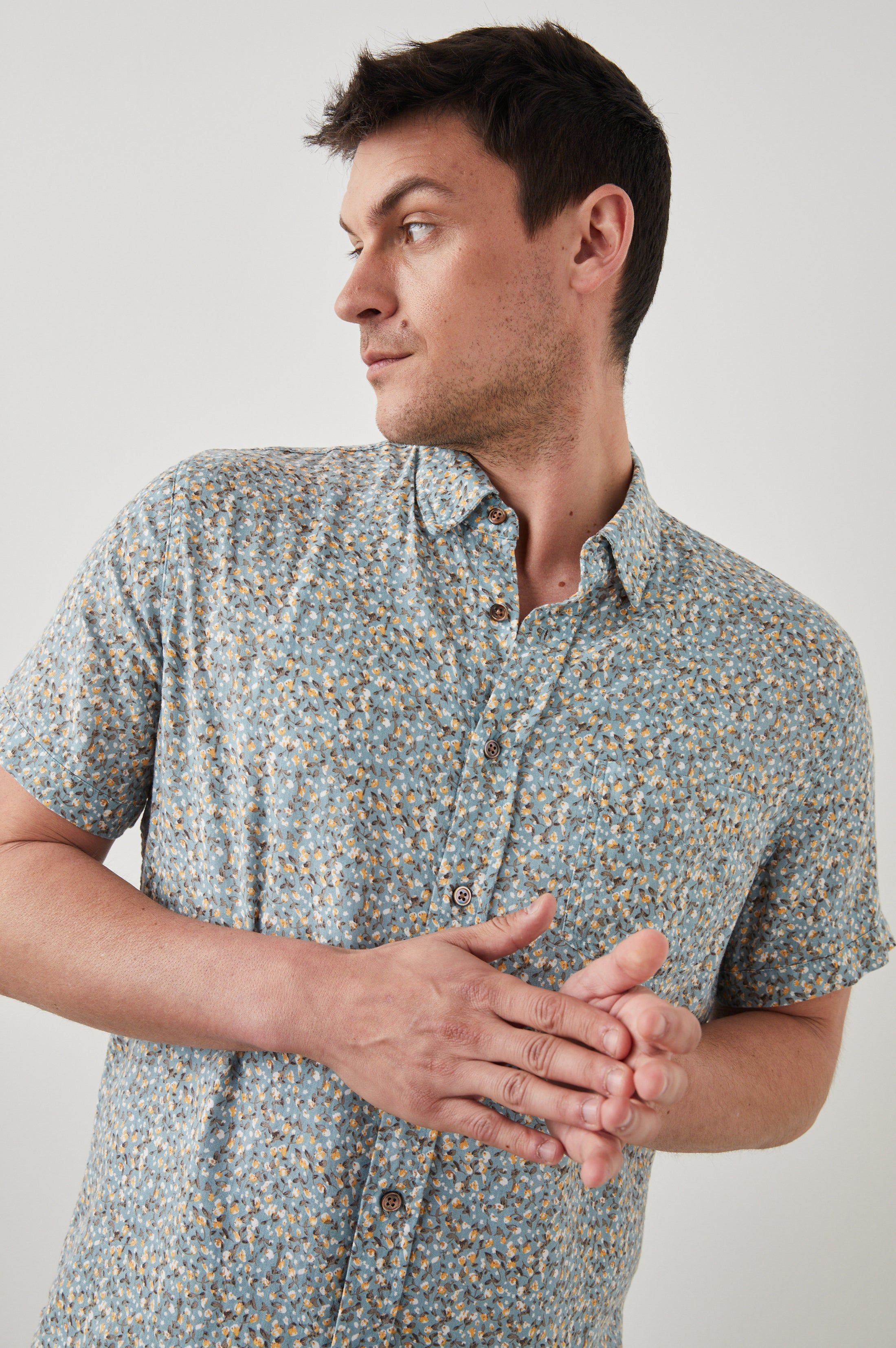 CARSON SHIRT - SPRING BLOSSOM TEAL CREAMSICLE sold by Rails product image thumbnail 3