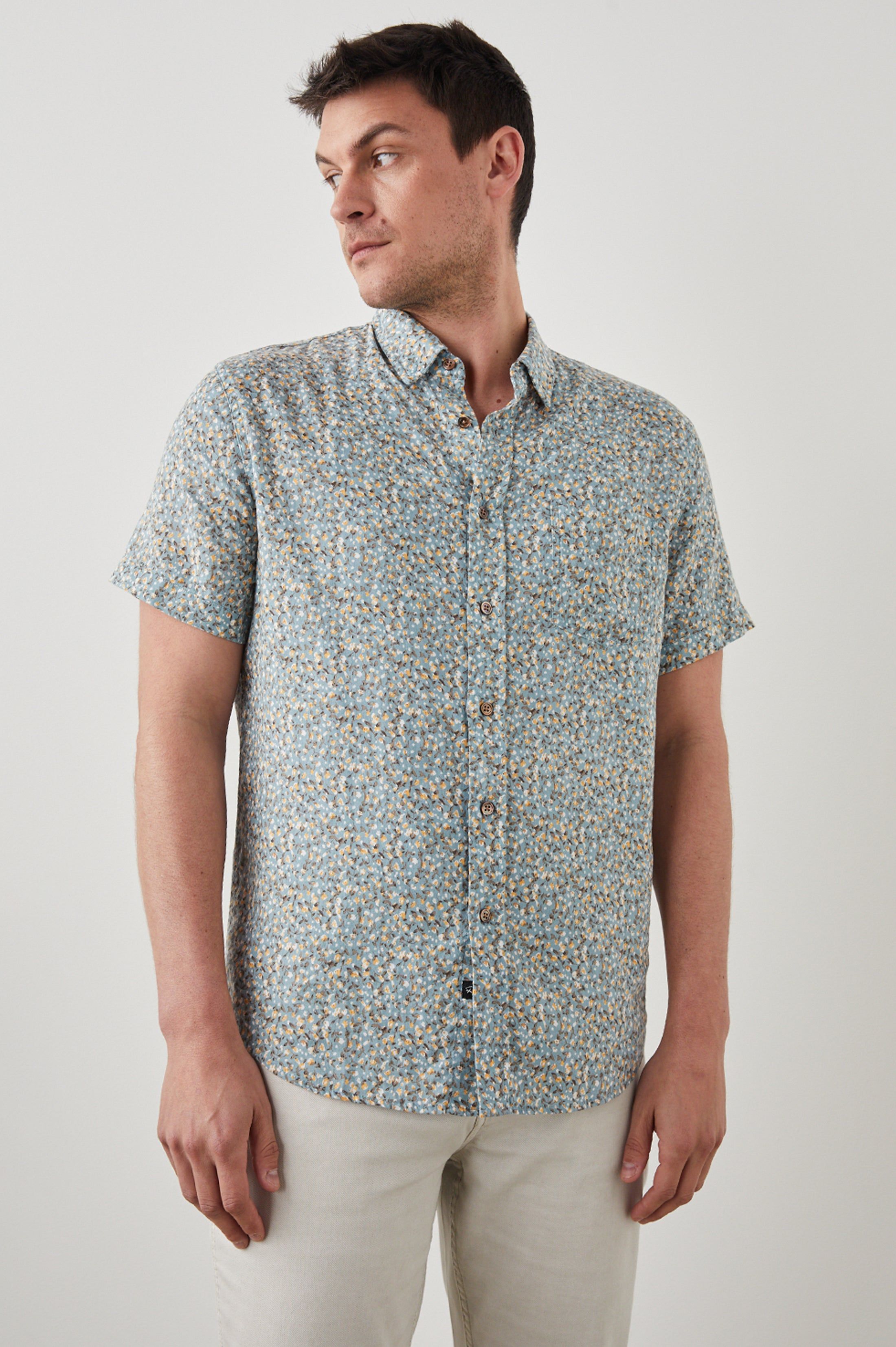 CARSON SHIRT - SPRING BLOSSOM TEAL CREAMSICLE sold by Rails
