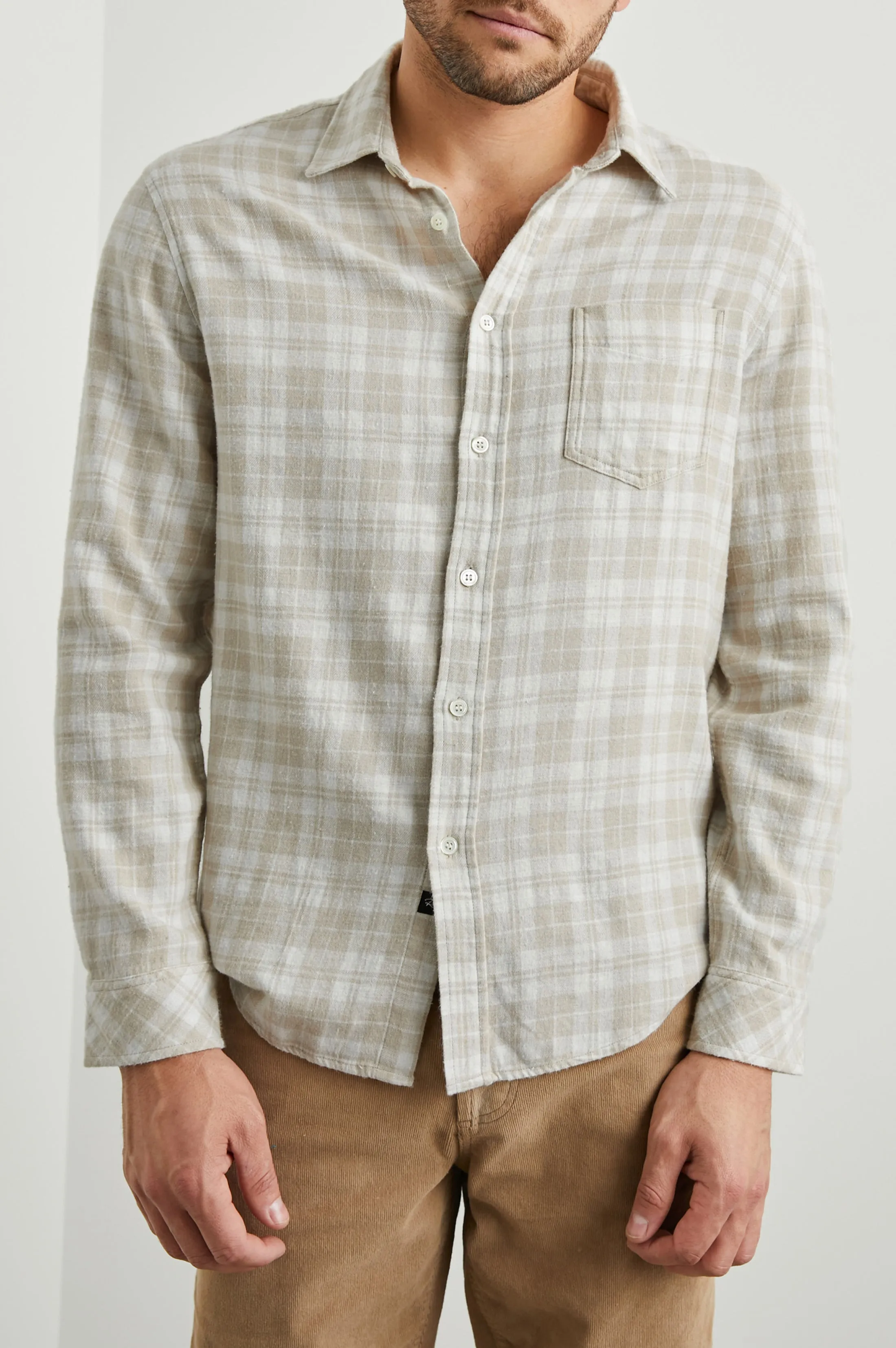 LENNOX SHIRT - PALAMINO WHITE MELANGE sold by Rails