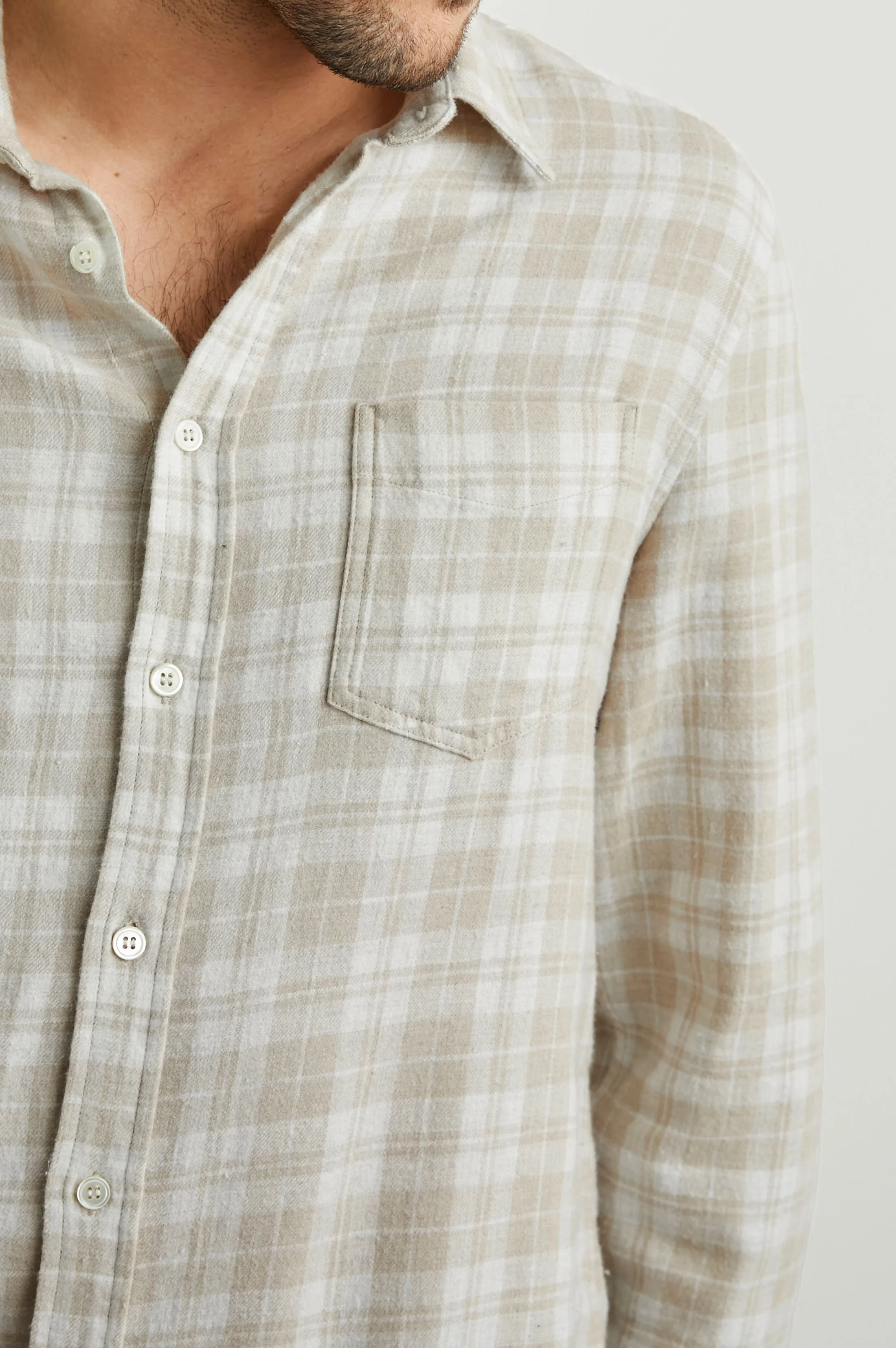 LENNOX SHIRT - PALAMINO WHITE MELANGE sold by Rails product image thumbnail 2