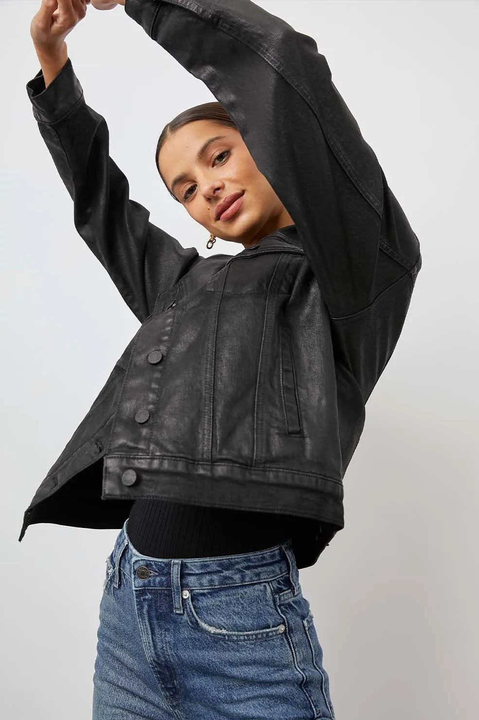 MULHOLLAND JACKET - COATED NOIR sold by Rails product image thumbnail 3