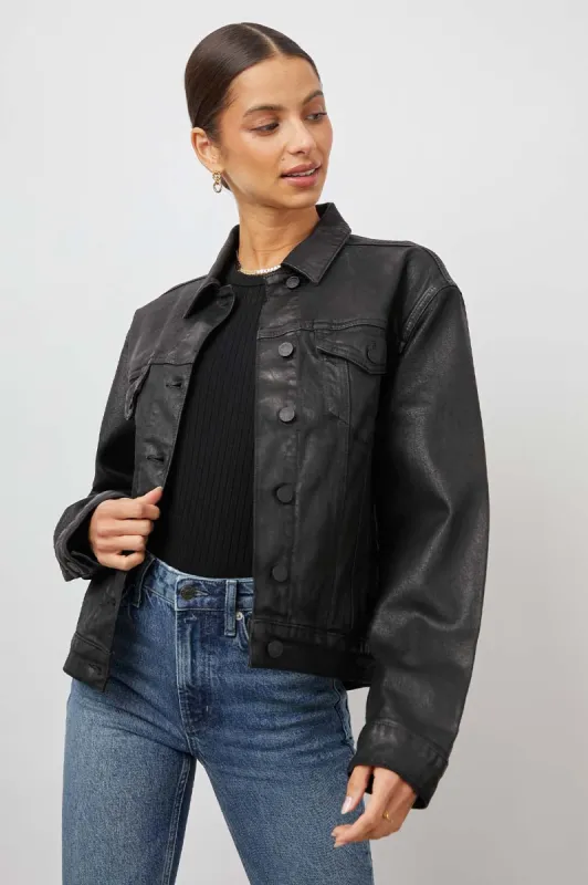 MULHOLLAND JACKET - COATED NOIR sold by Rails