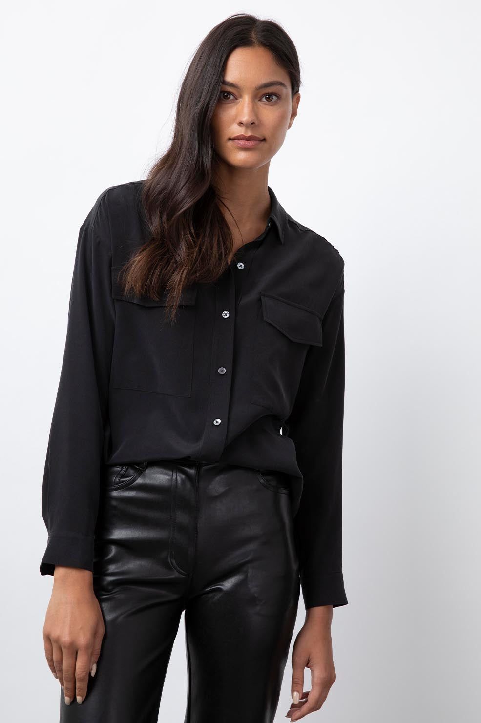 CORI SHIRT - SILK BLACK sold by Rails