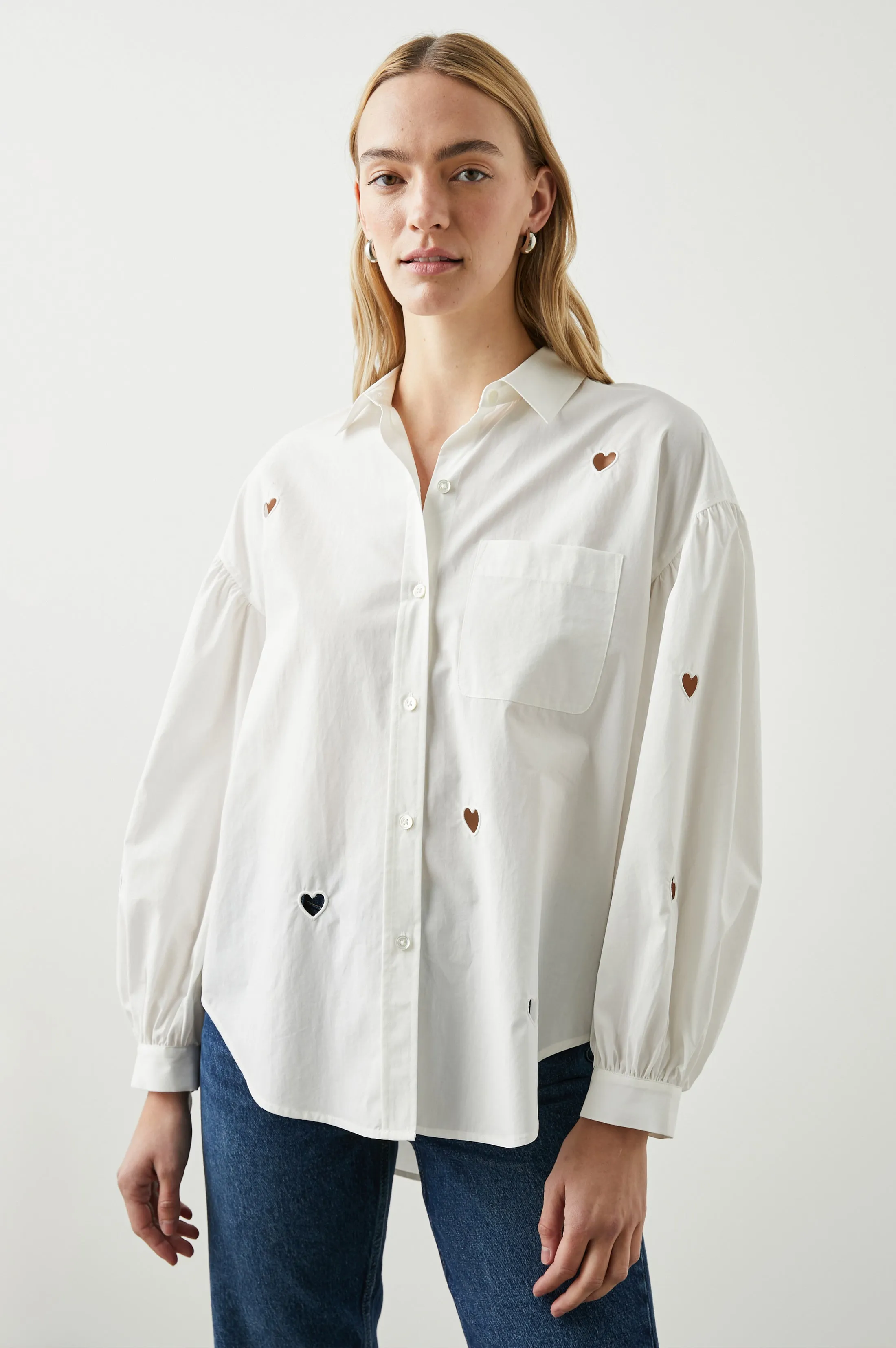 JANAE SHIRT - WHITE EYELET HEARTS sold by Rails product image thumbnail 3