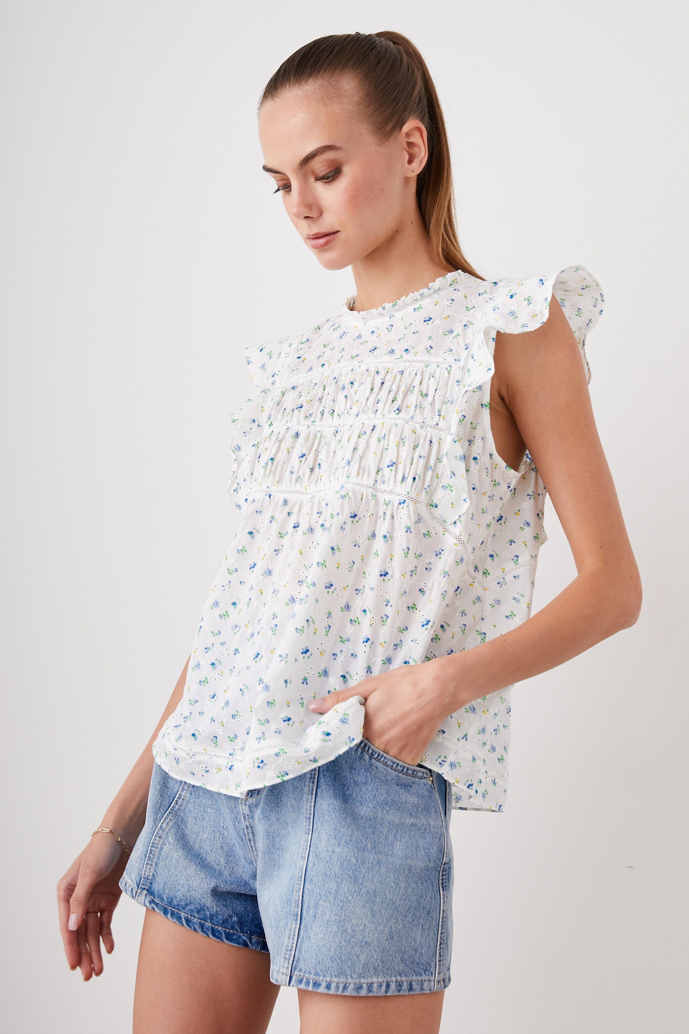 FILOMENA TOP - BLUEBELL EYELET sold by Rails product image thumbnail 5