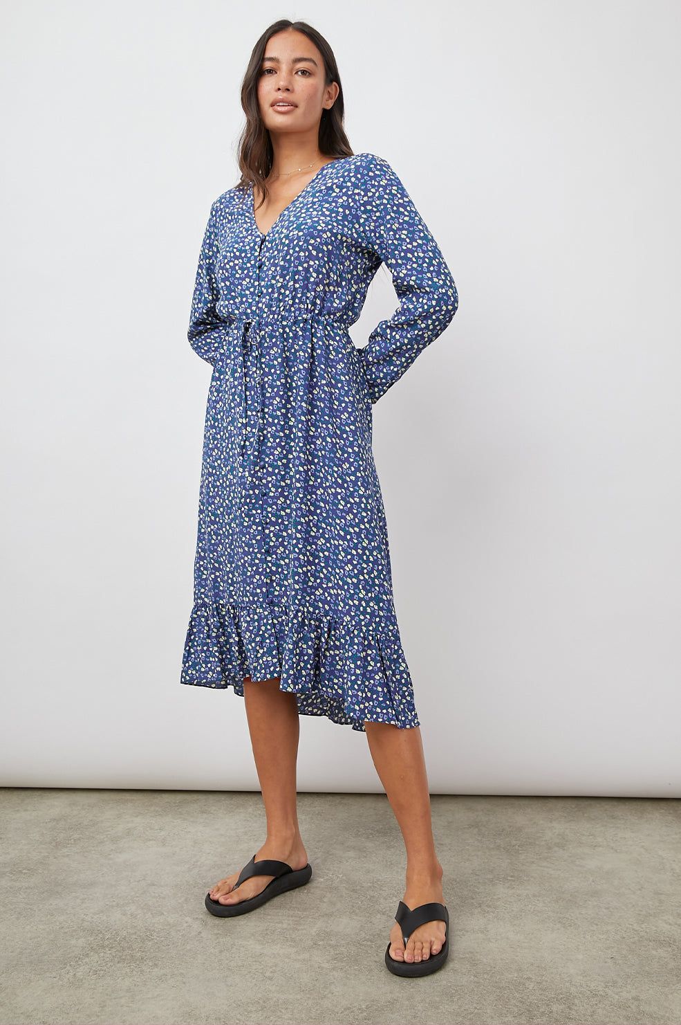 JADE DRESS - NAVY DITSY FLORAL sold by Rails