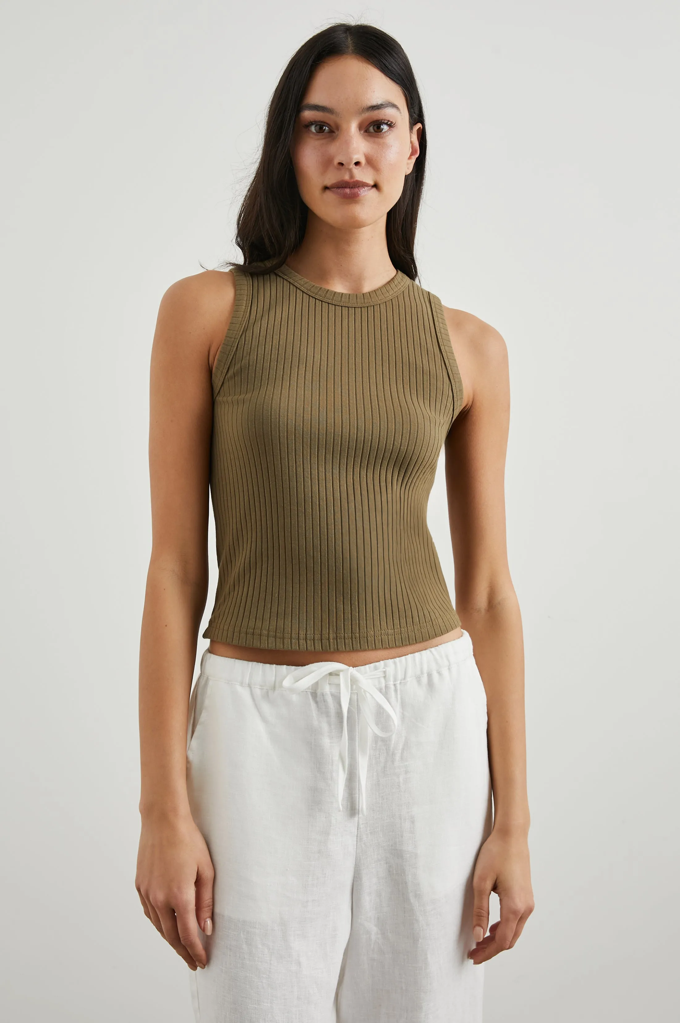 THE RACER TANK - OLIVE sold by Rails
