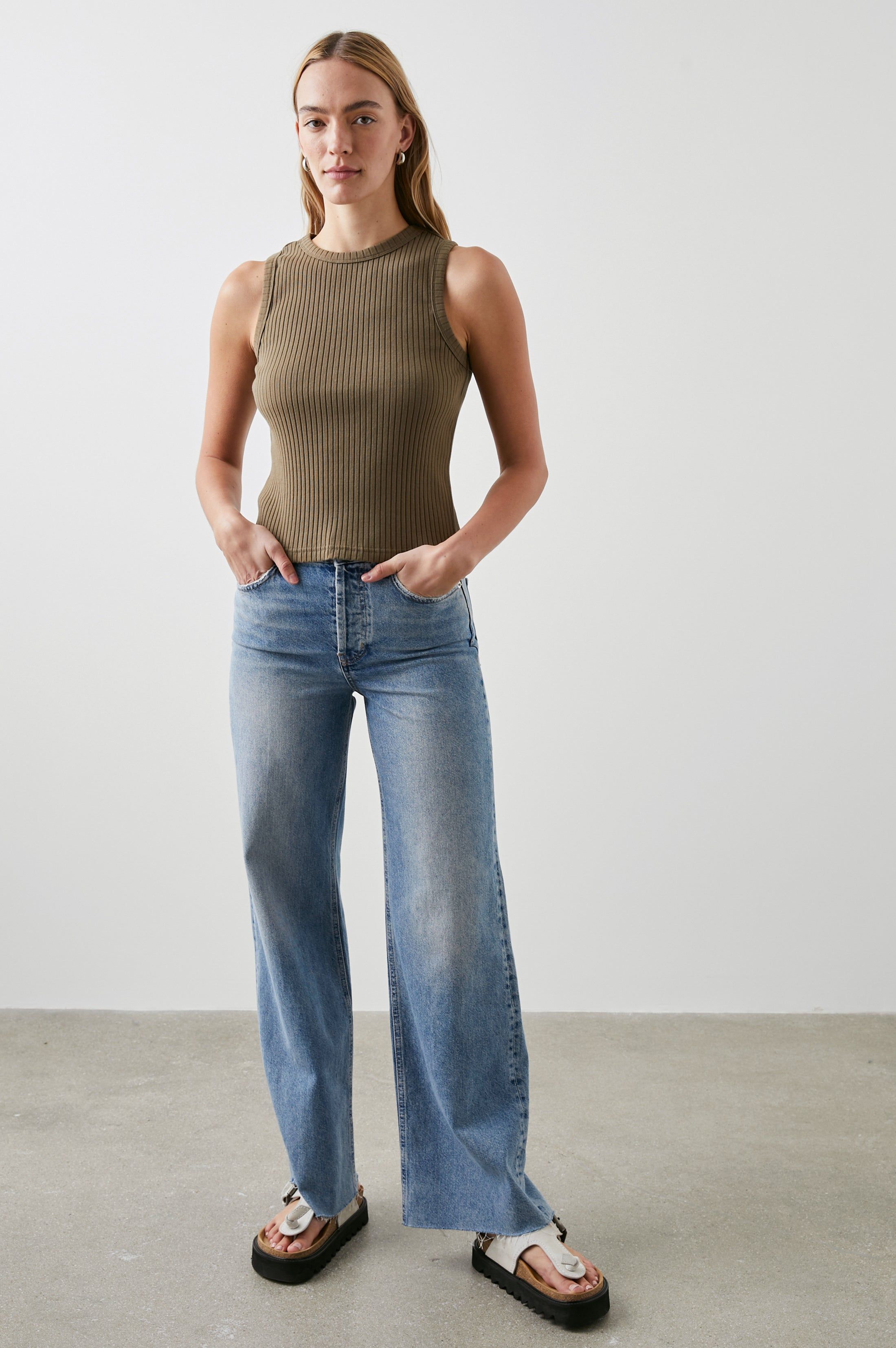 THE RACER TANK - OLIVE sold by Rails product image thumbnail 4