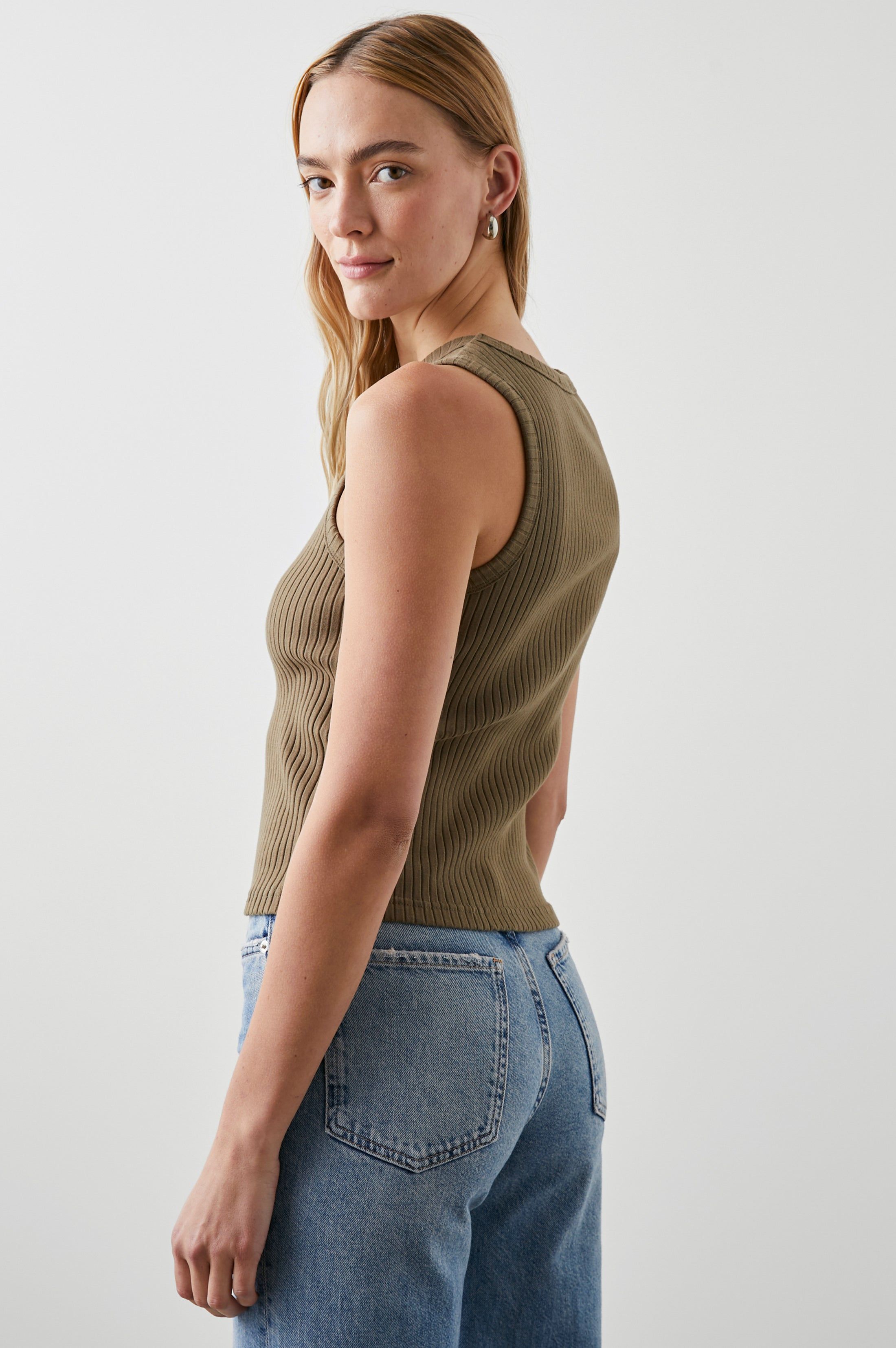 THE RACER TANK - OLIVE sold by Rails product image thumbnail 6