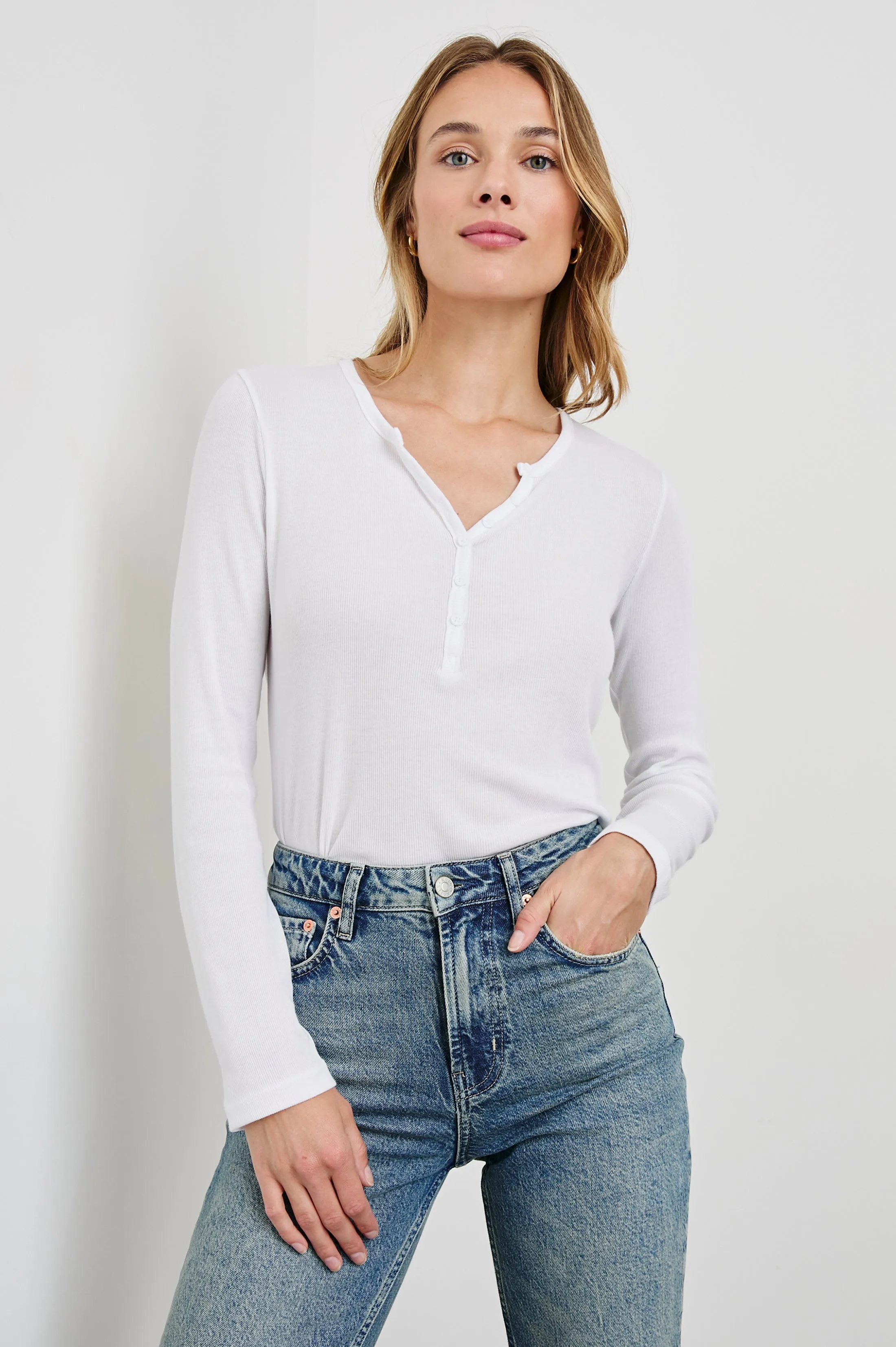 ESSENTIAL HENLEY - WHITE sold by Rails product image thumbnail 4