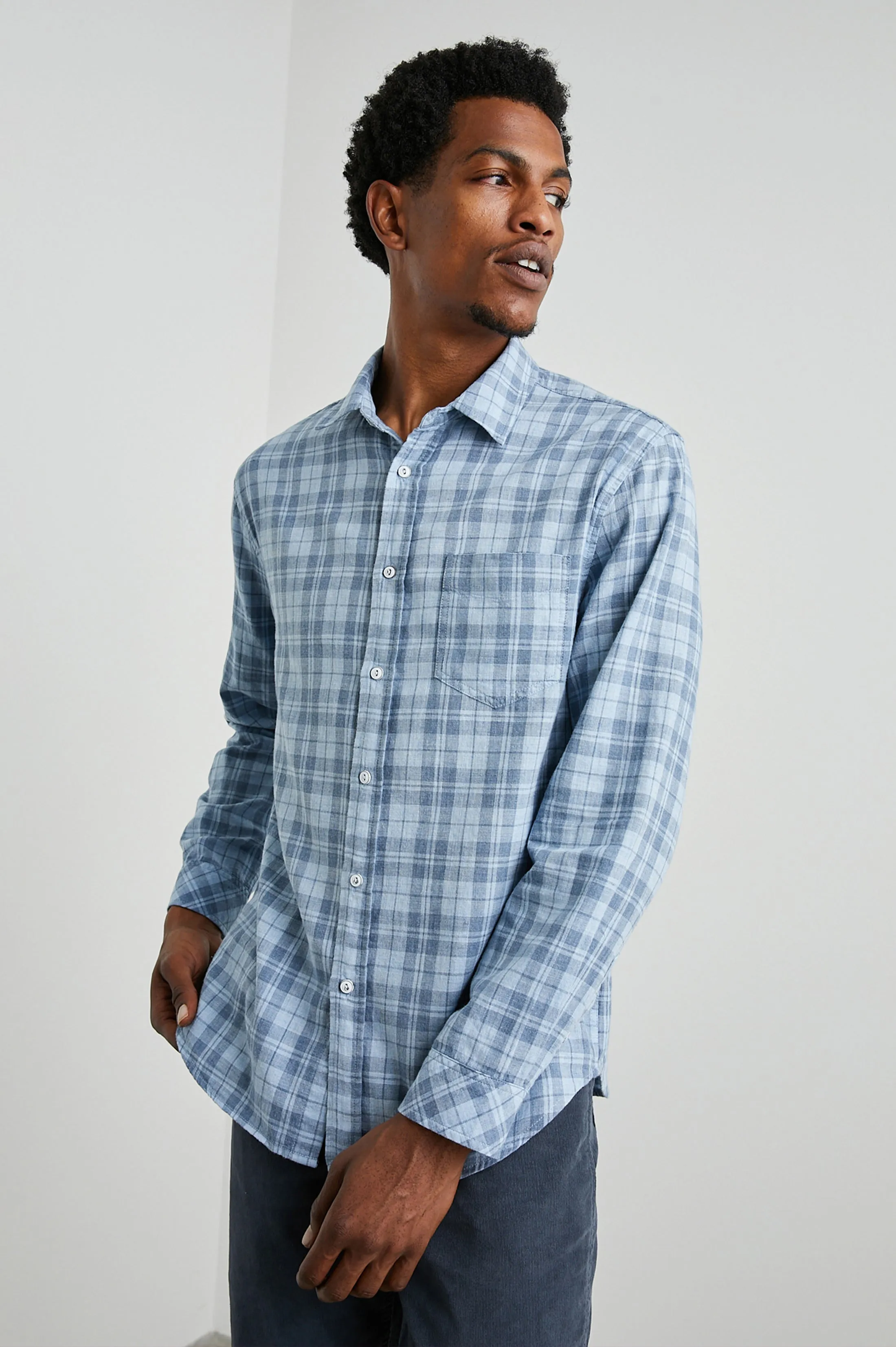 WYATT SHIRT - SKY DENIM HEATHER sold by Rails