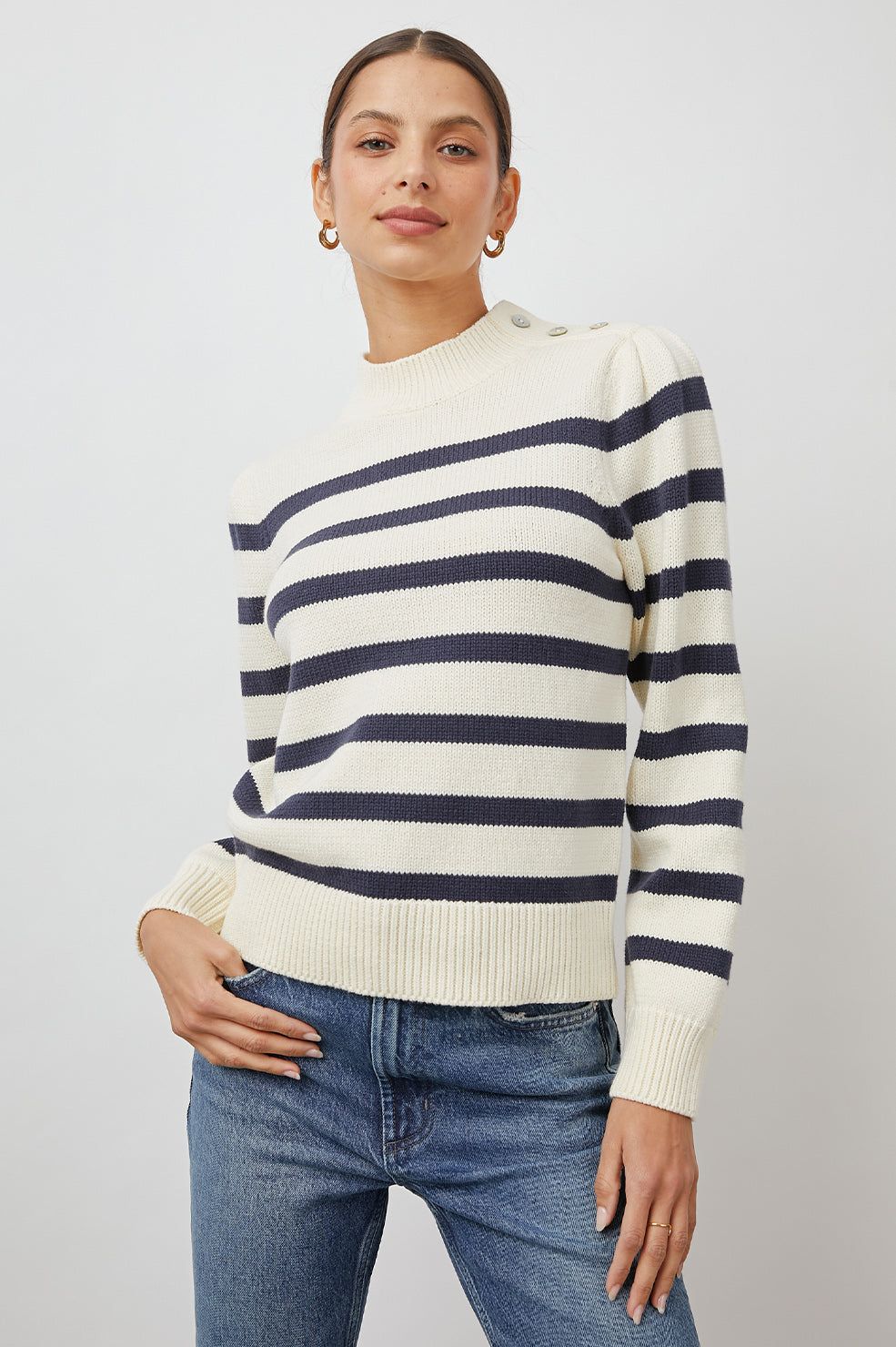 ALLIE SWEATER - IVORY NAVY STRIPE sold by Rails