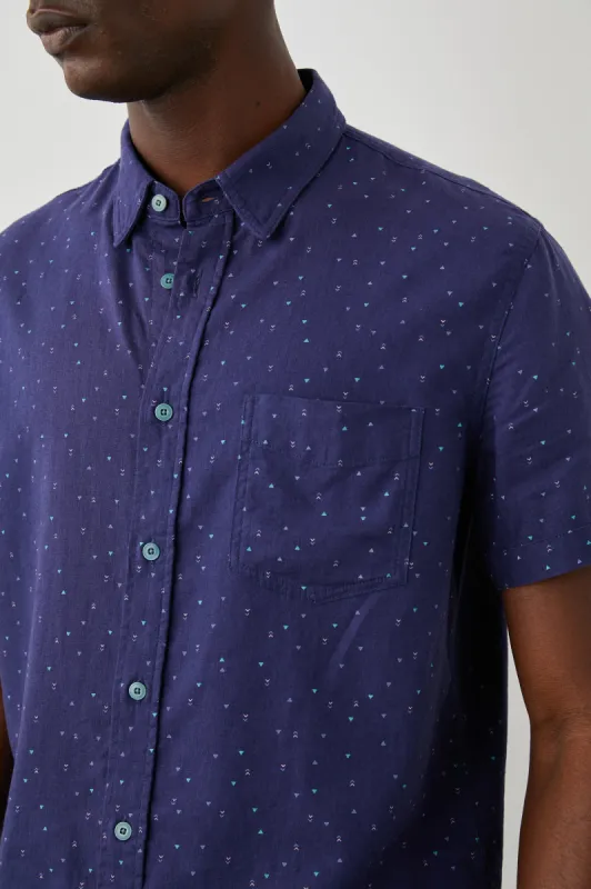 CARSON SHIRT - TRIANGLE GEO RETRO NAVY sold by Rails