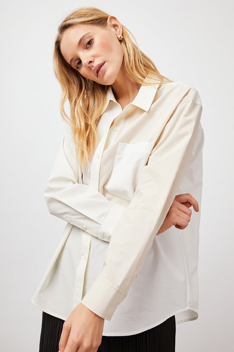 ARLO SHIRT - IVORY COLOR BLOCK sold by Rails