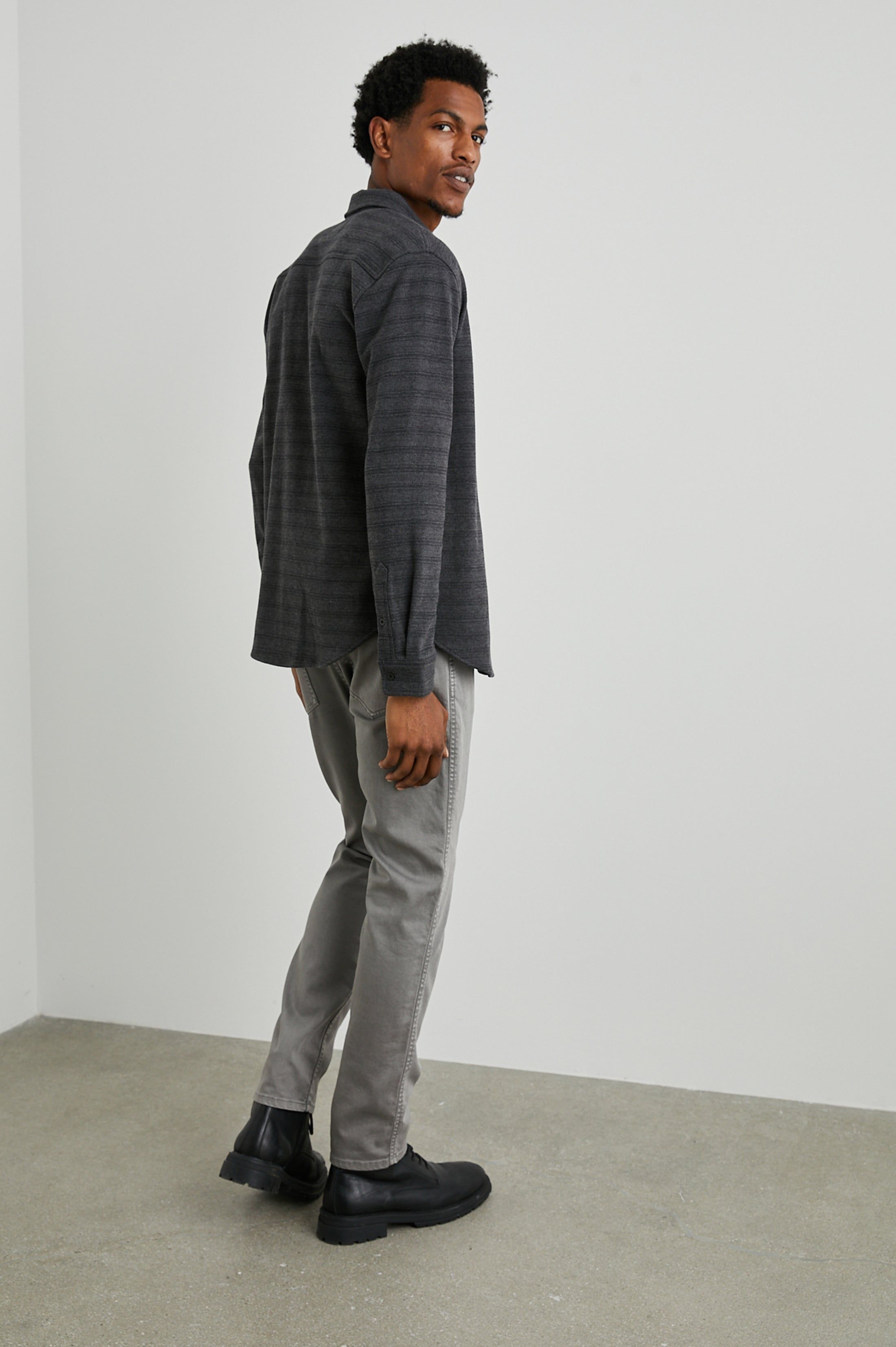 BERKELEY SHIRT - BLACK CHARCOAL STRIPE sold by Rails product image thumbnail 4