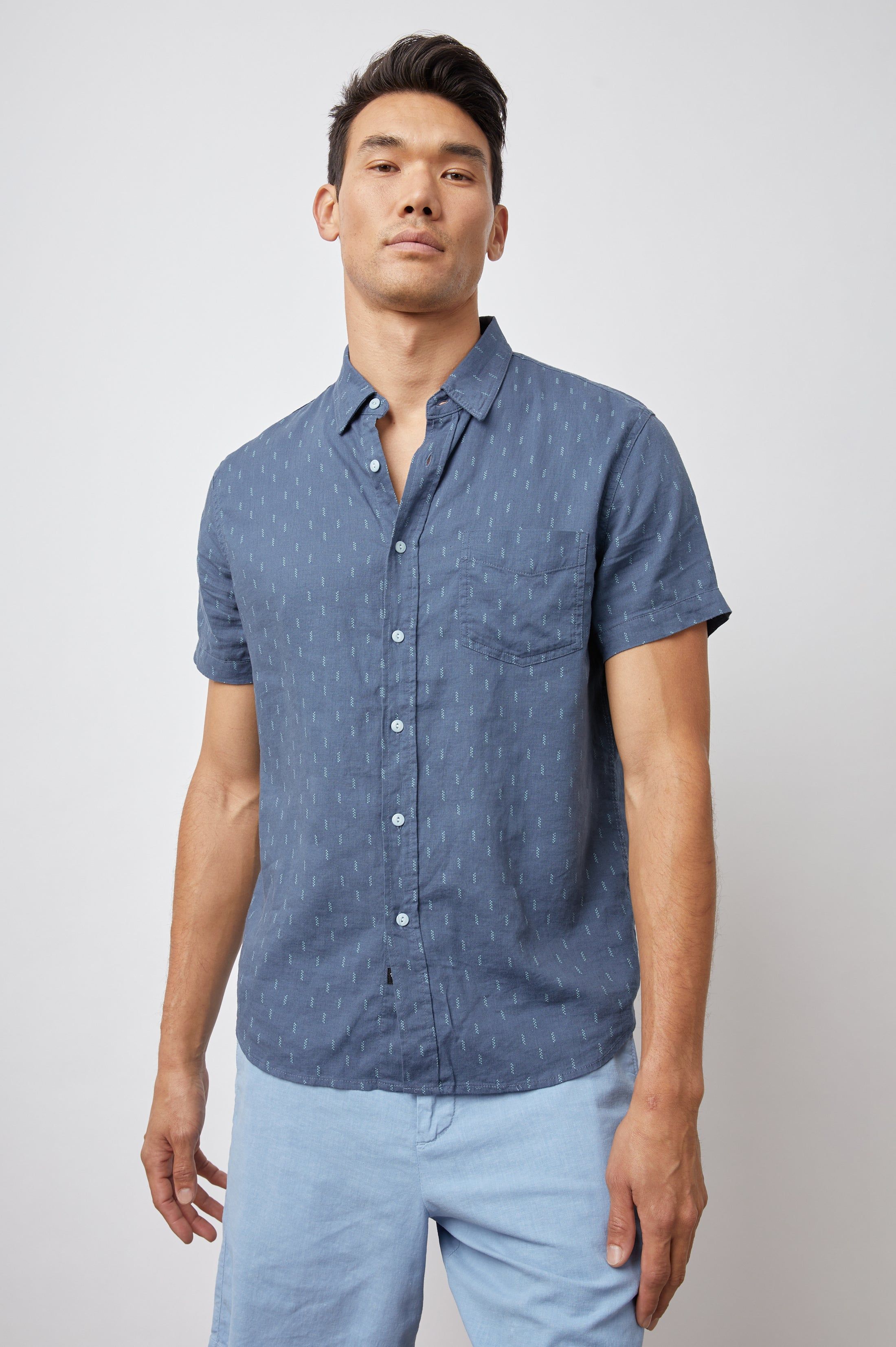 CARSON SHIRT - LOUIS LEAF NAVY GREEN sold by Rails