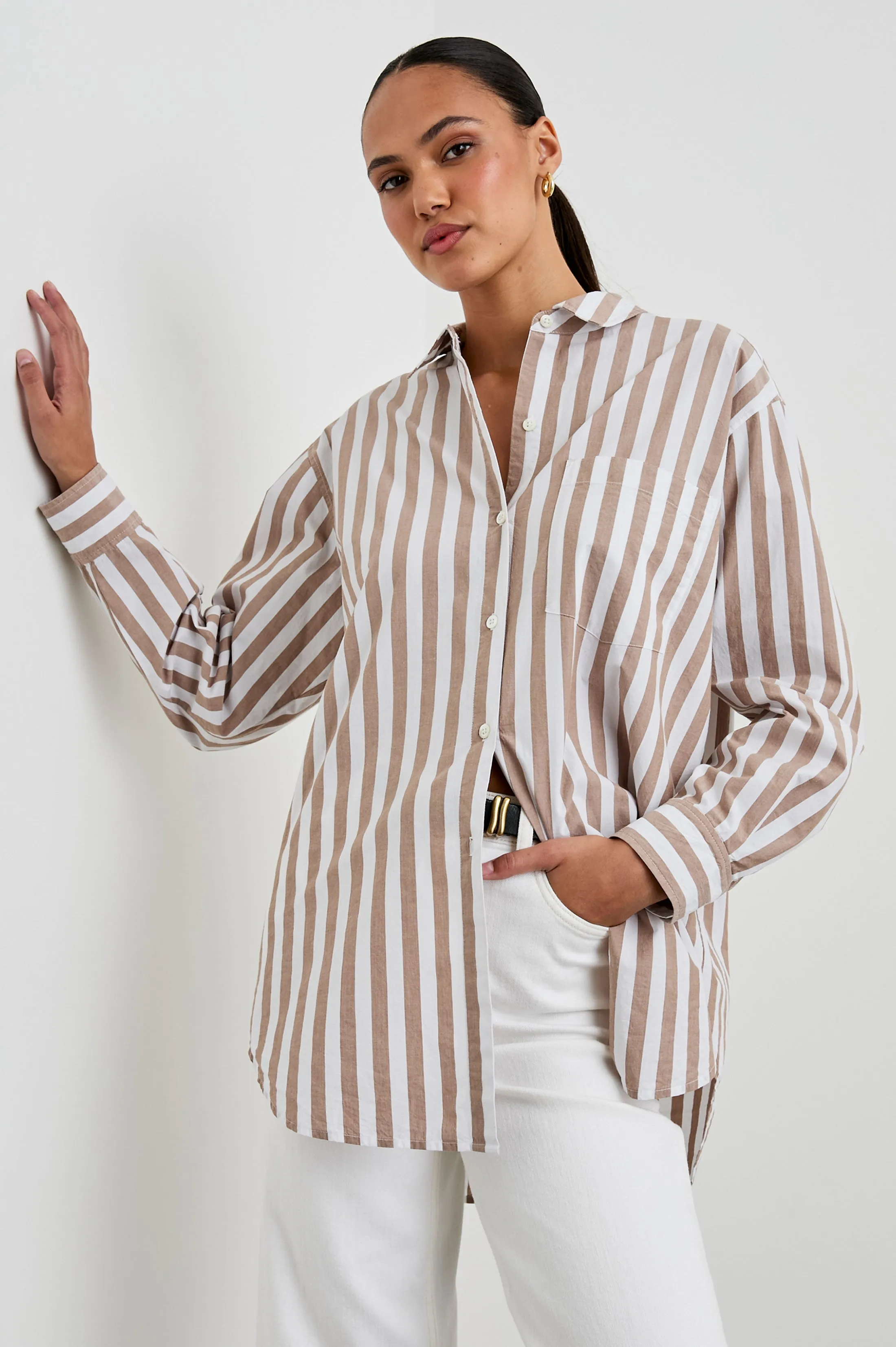 ELSA SHIRT - RUSSET WHITE STRIPE sold by Rails