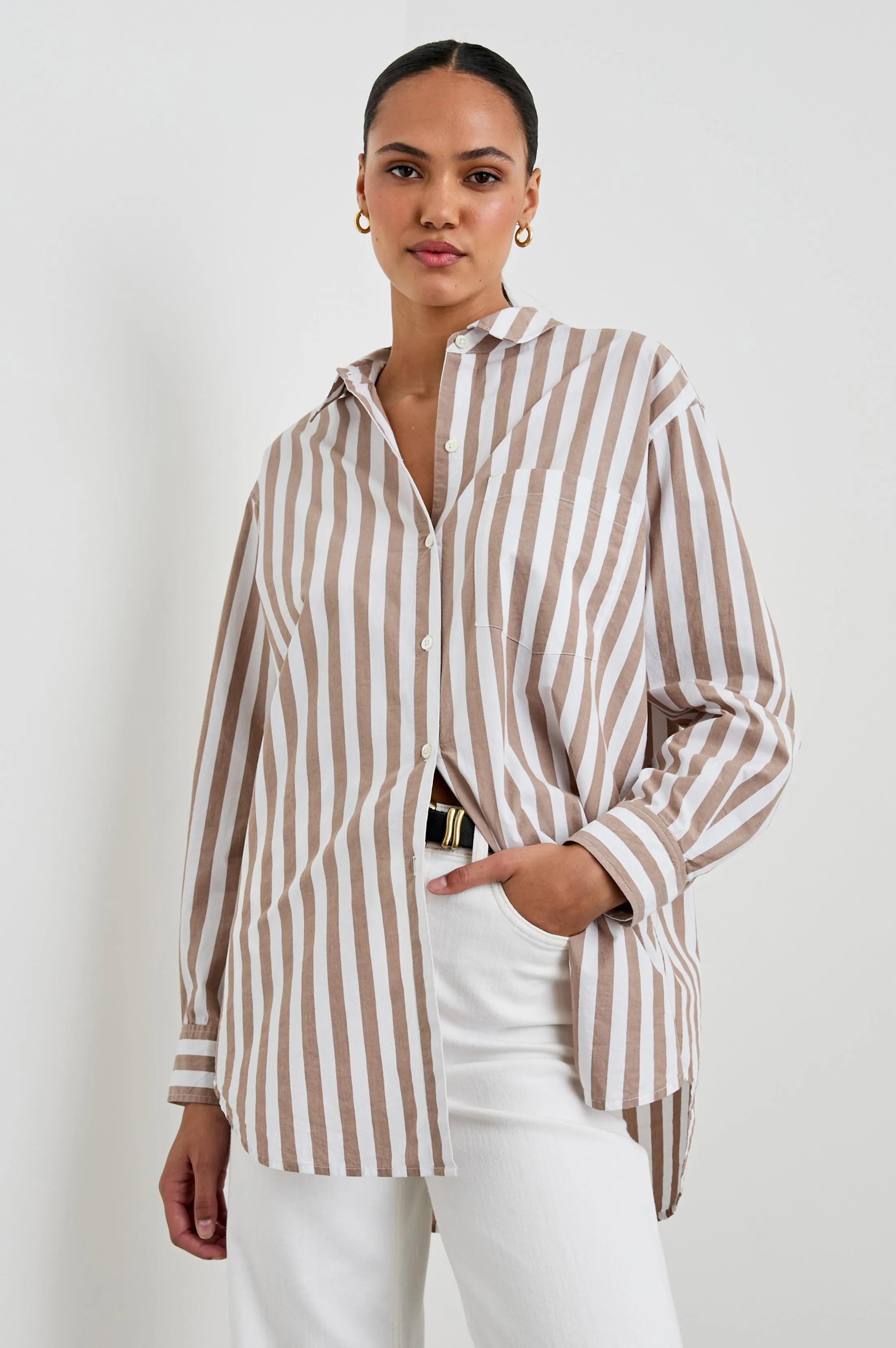 ELSA SHIRT - RUSSET WHITE STRIPE sold by Rails product image thumbnail 5