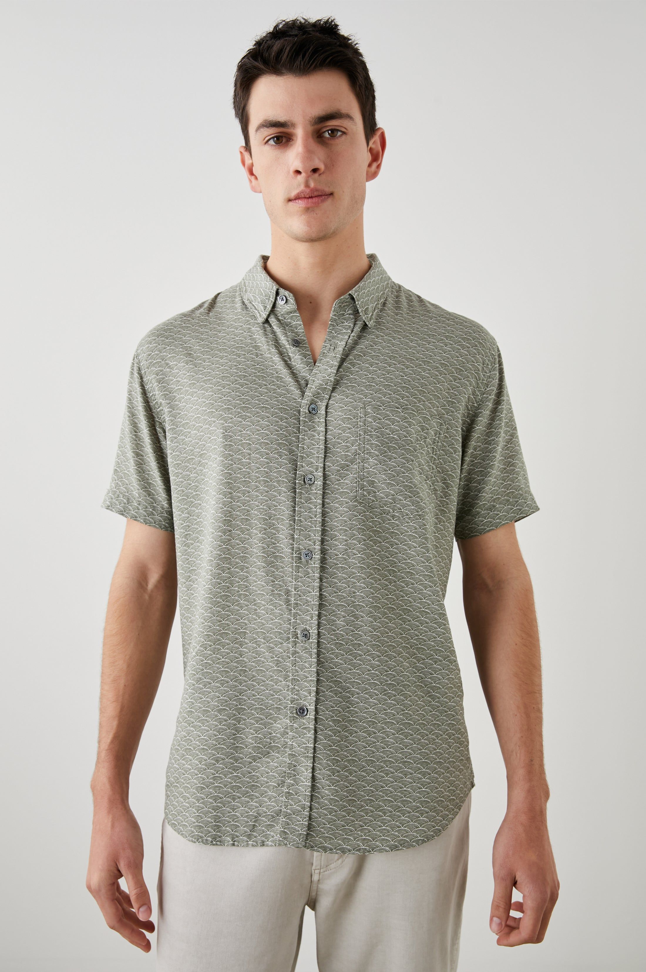 CARSON SHIRT - HAMA WAVE OLIVE sold by Rails